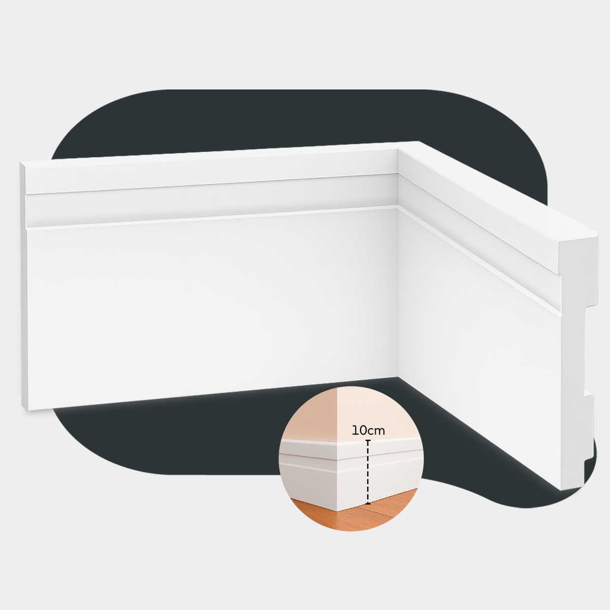 10 Barras 1m Rodapé Friso Moldura 100x10cm Branco Alut - ALUT