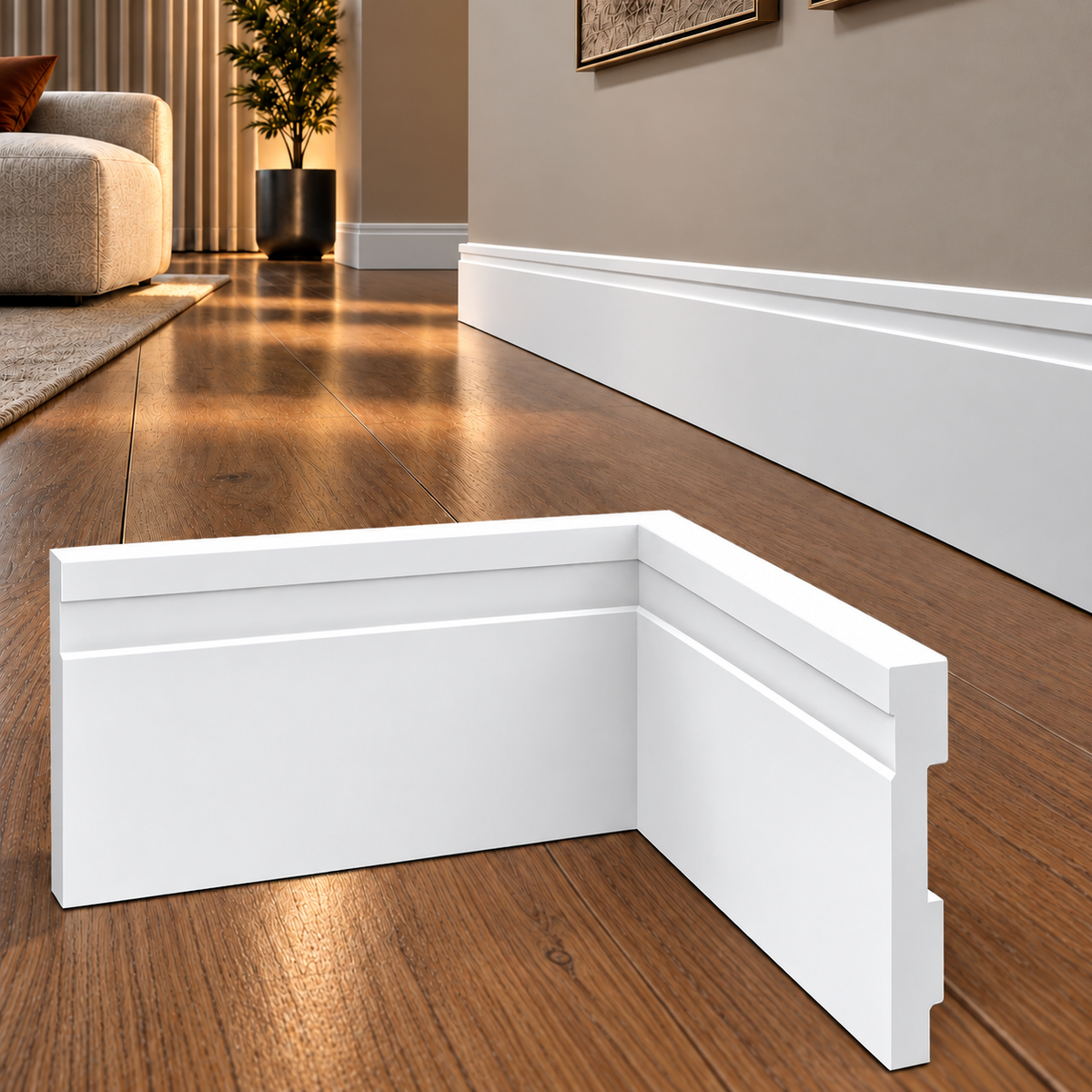 5 Barras 2m Rodapé Friso Moldura 200x10cm Branco Alut - ALUT