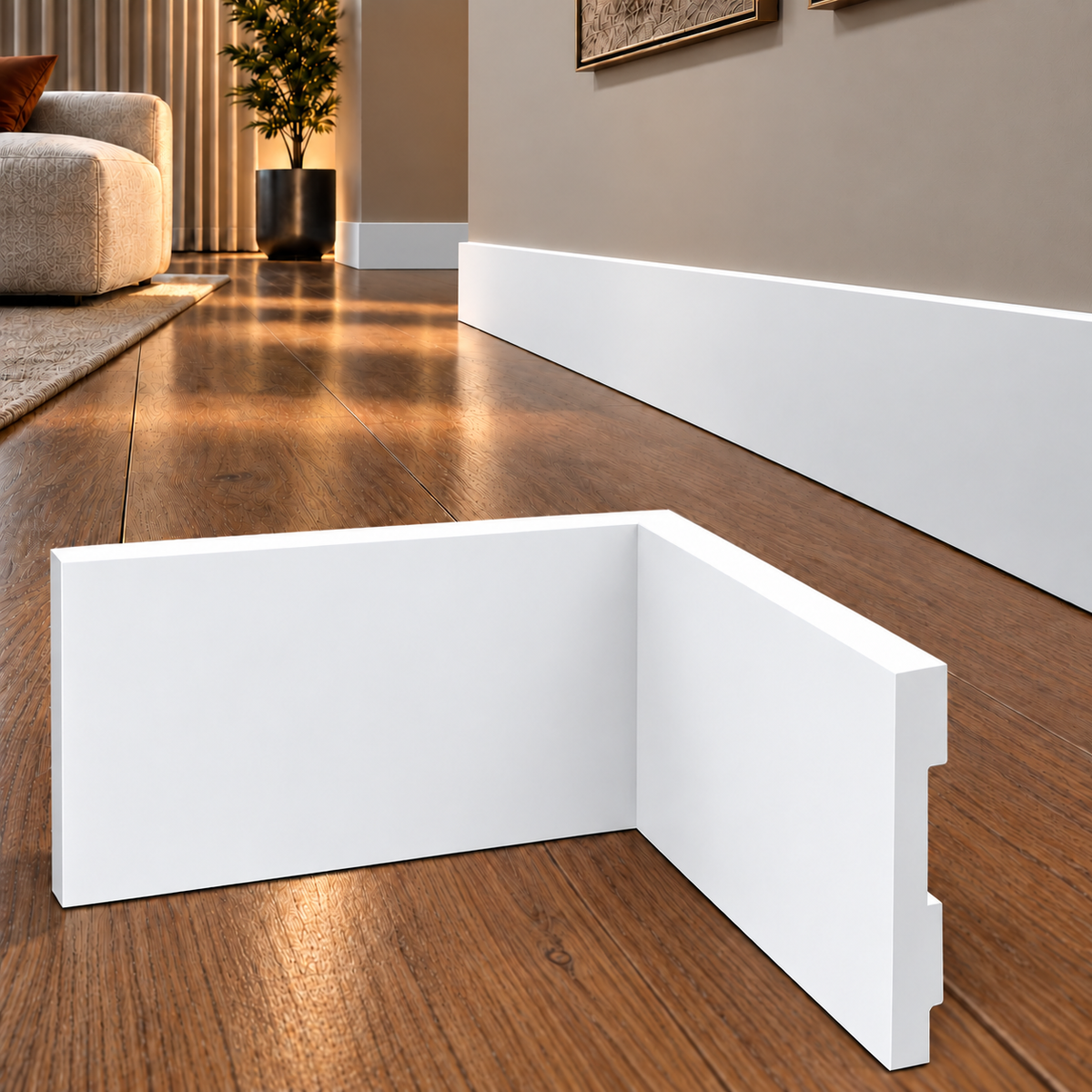 5 Barras 2m Rodapé Liso Moldura 200x7cm Branco Alut - ALUT