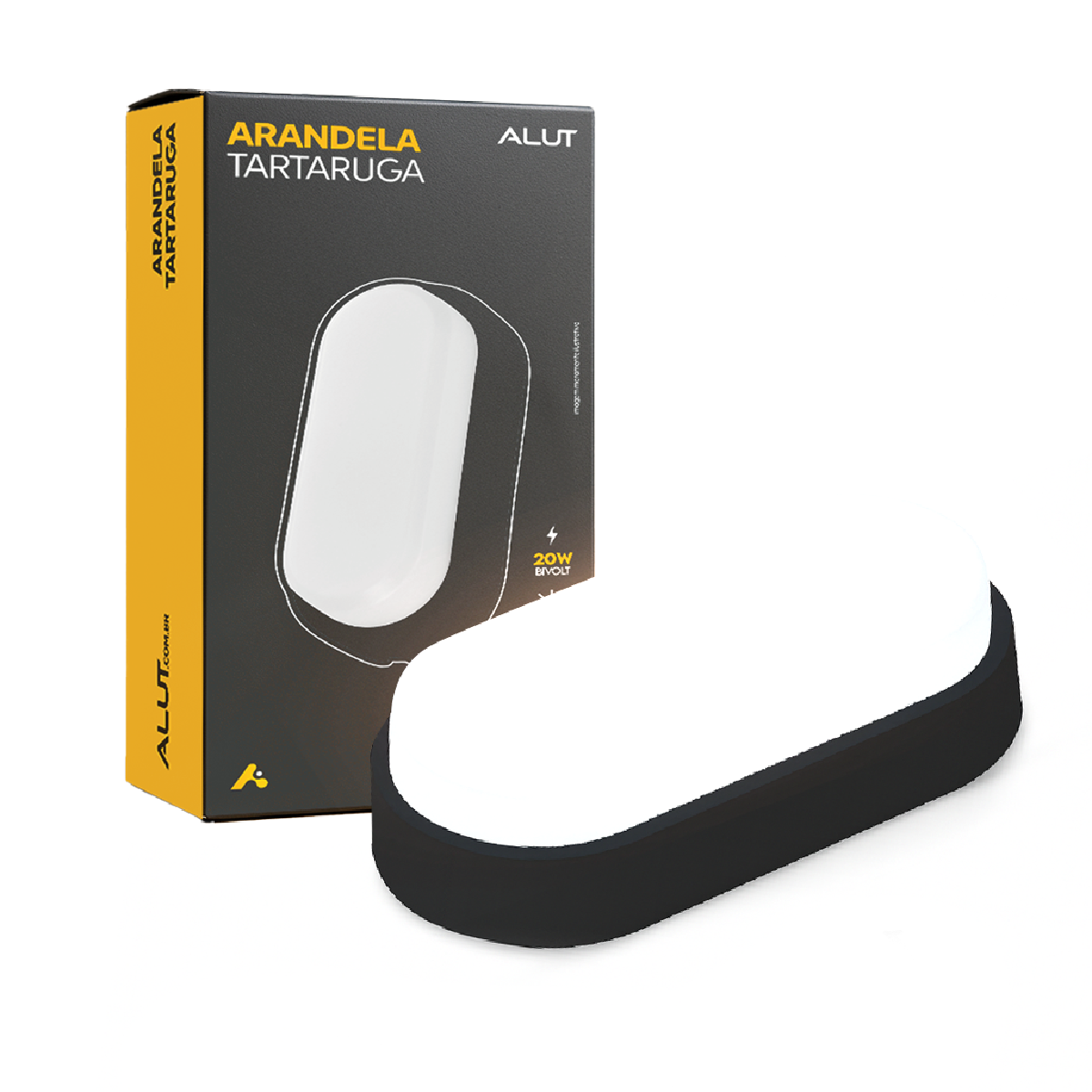 Arandela Led Tartaruga 20w 3000k Branco Quente IP65 Bivolt Preto Alut - ALUT