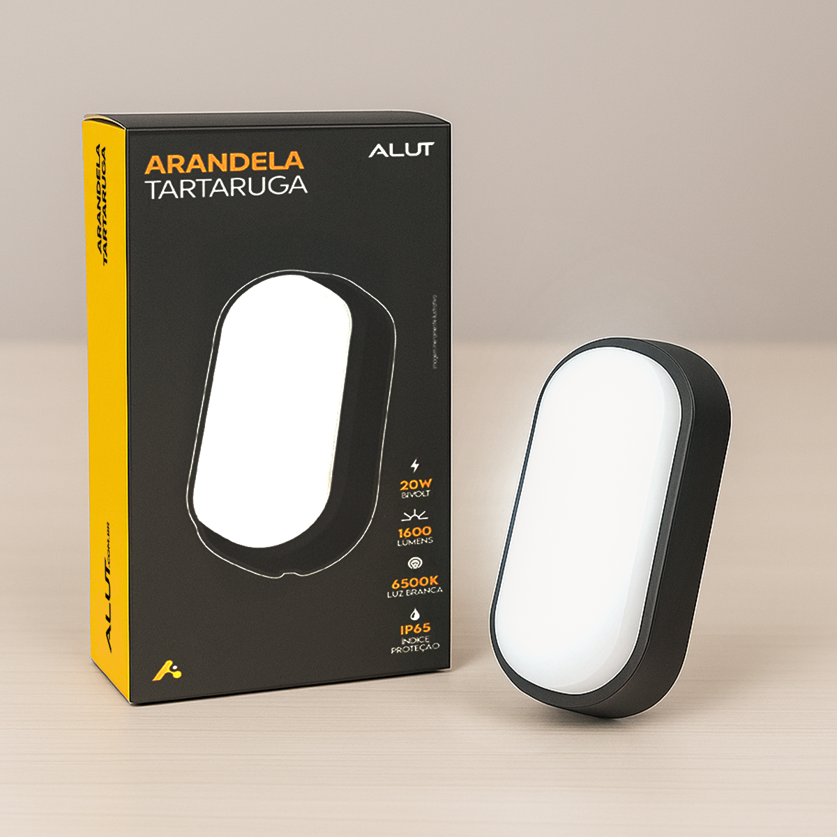 Arandela Led Tartaruga 20w 6500k Branco Frio IP65 Bivolt Preto Alut - ALUT