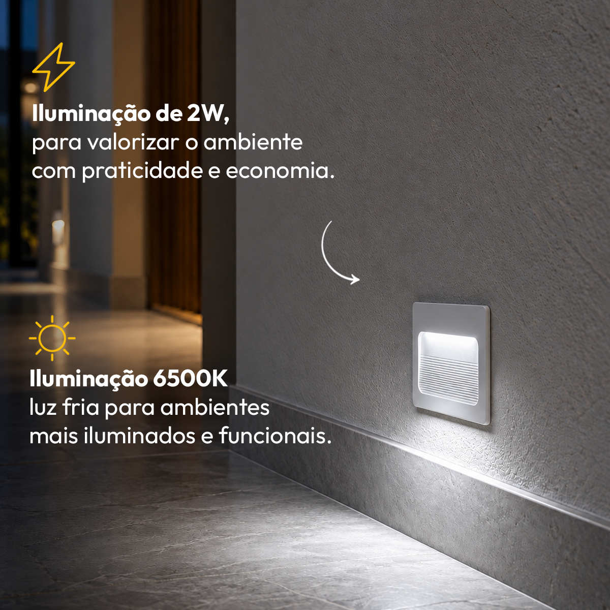 Balizador Led Guia 4x4 2w 6500k Branco Frio Bivolt Ip65 Branco Fosco Alut - ALUT
