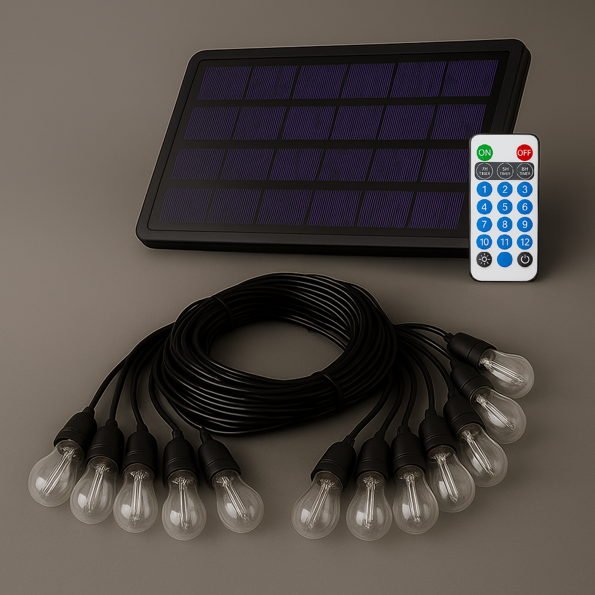 Varal Luz solar recarregável 5m 10 Lâmpada 5w 2700k Alut