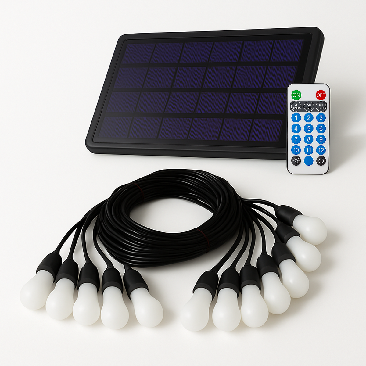 Varal Luz solar recarregável 9m 12 Lâmpada 15w RGB Alut