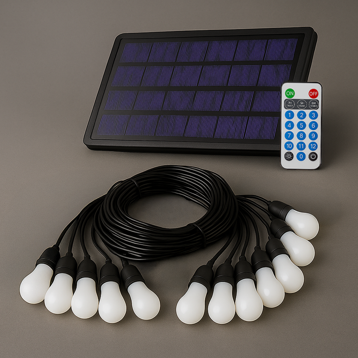 Varal Luz solar recarregável 9m 12 Lâmpada 15w RGB Alut