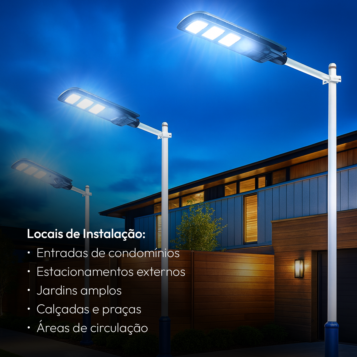 Luminária Led Poste Solar Branco Frio 6500k 100w Ip65 Alut