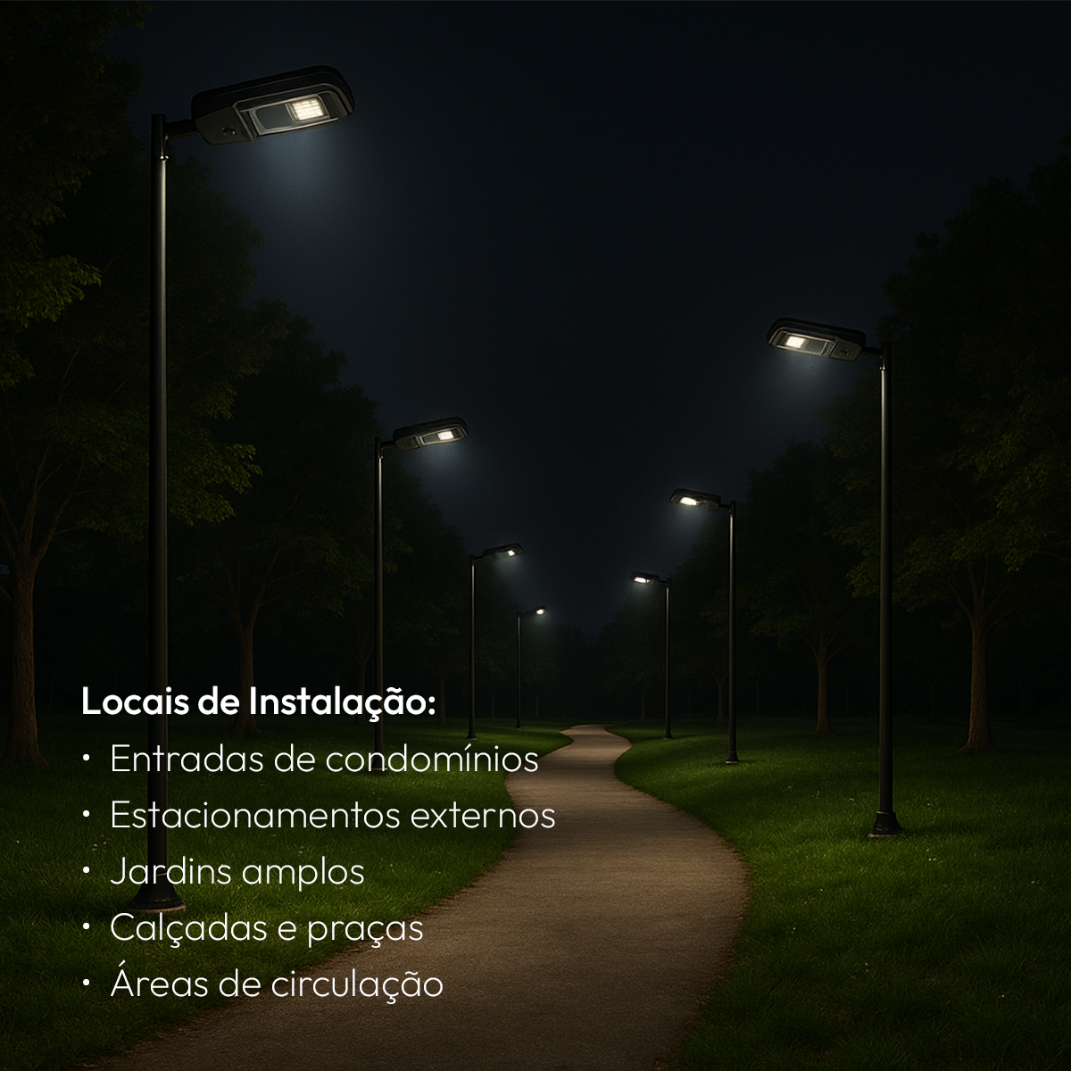 Luminária Led Poste Solar Branco Frio 6500k 40w Ip65 Alut