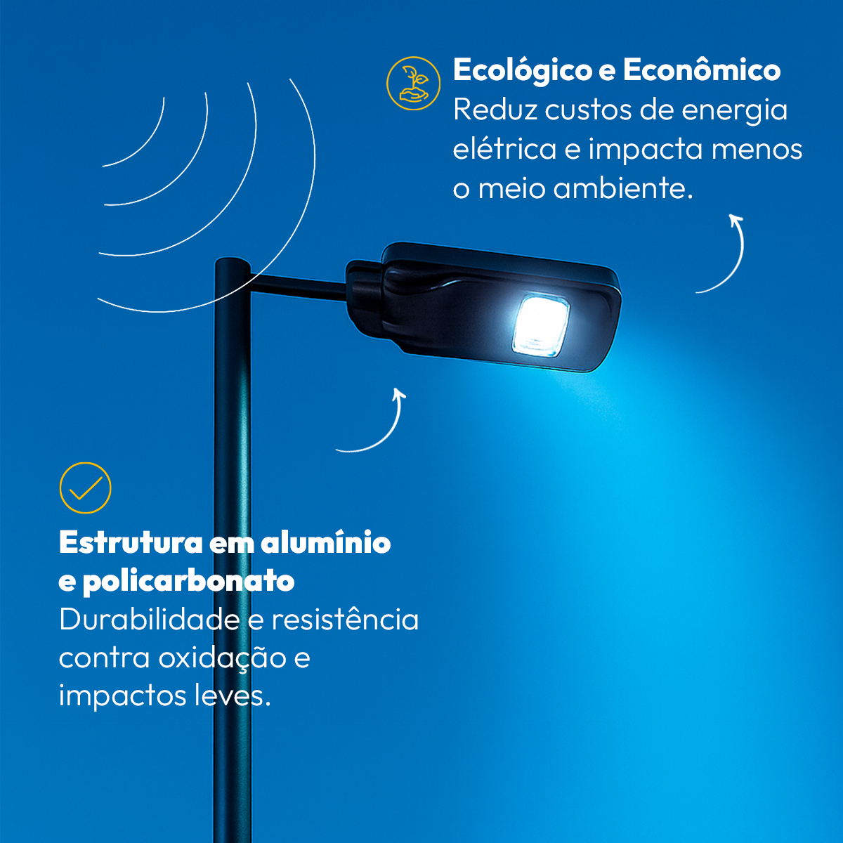 Luminária Led Poste Solar Branco Frio 6500k 40w Ip65 Alut