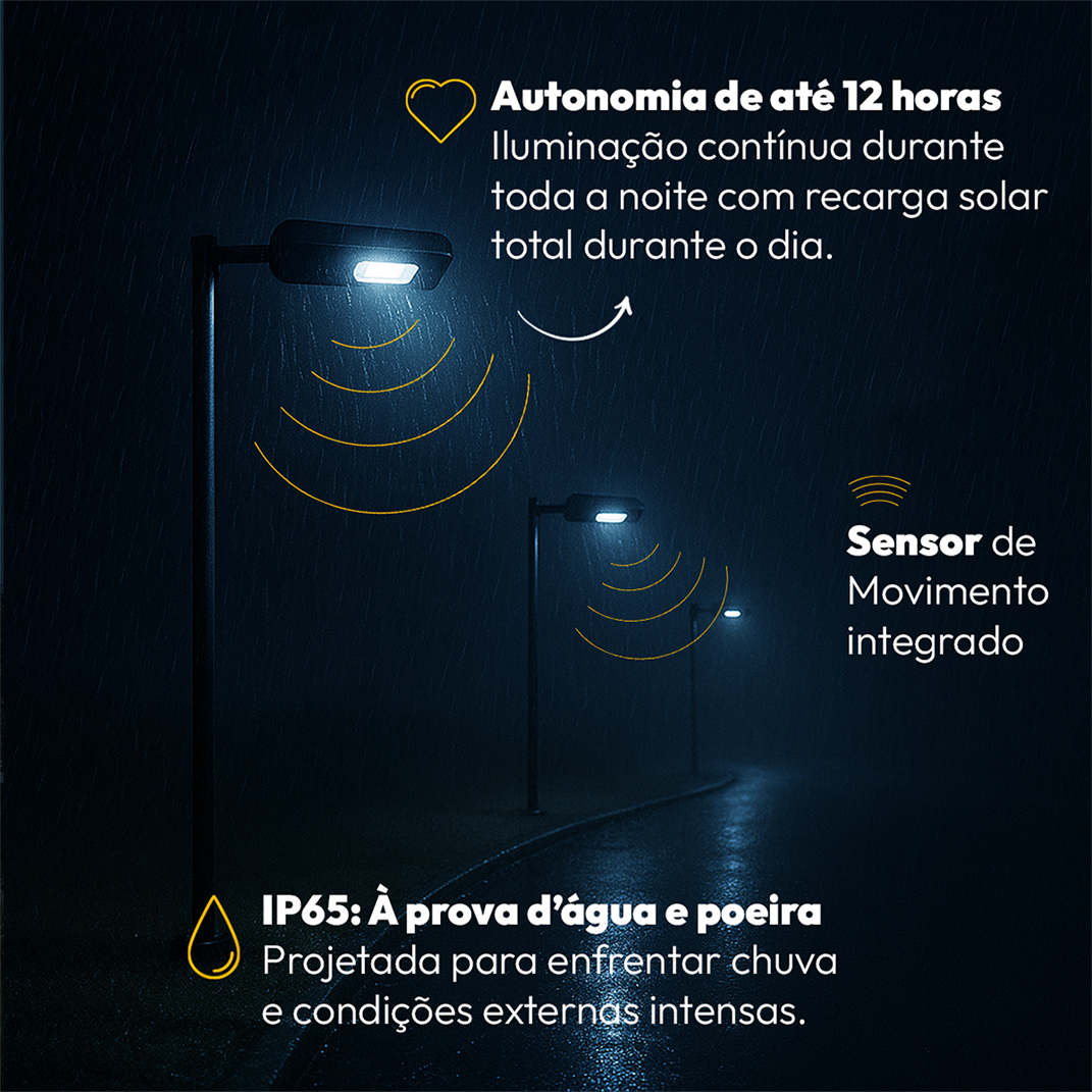 Luminária Led Poste Solar Branco Frio 6500k 40w Ip65 Alut