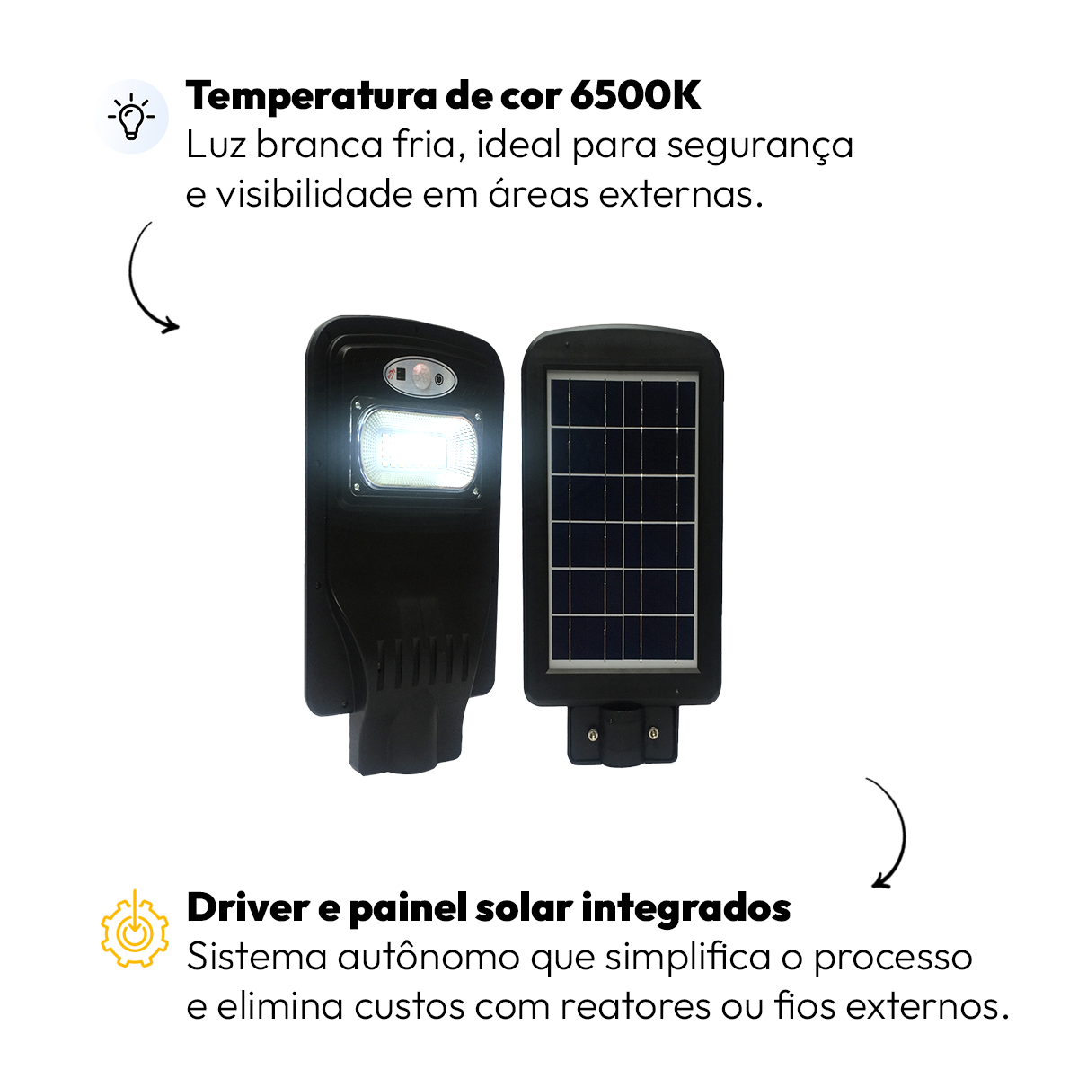 Luminária Led Poste Solar Branco Frio 6500k 40w Ip65 Alut