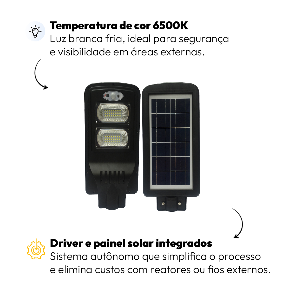 Luminária Led Poste Solar 60w IP65 6500k Branco Frio Alut