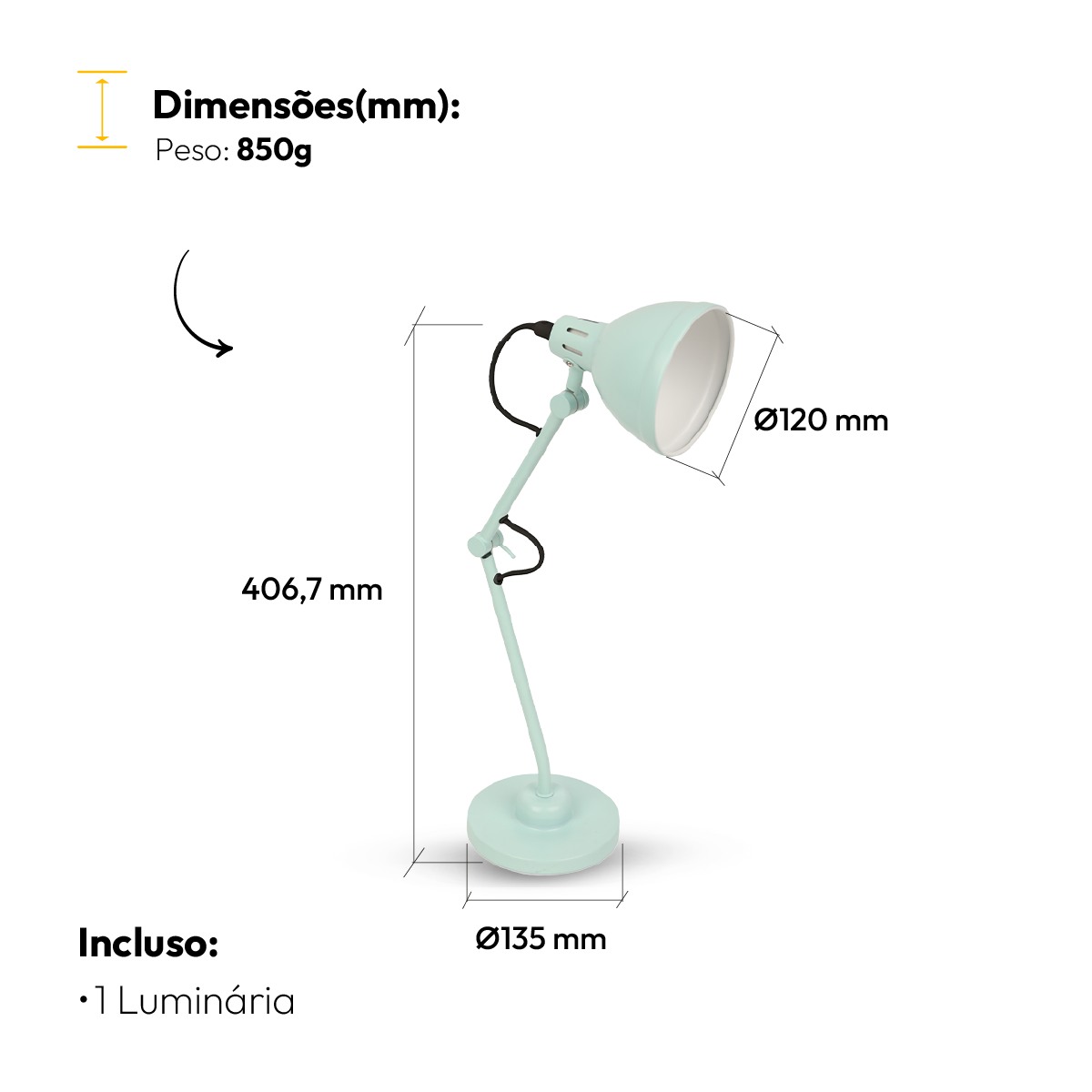 Luminária De Mesa Led Lumix Azul Bivolt 25w E27 Alut