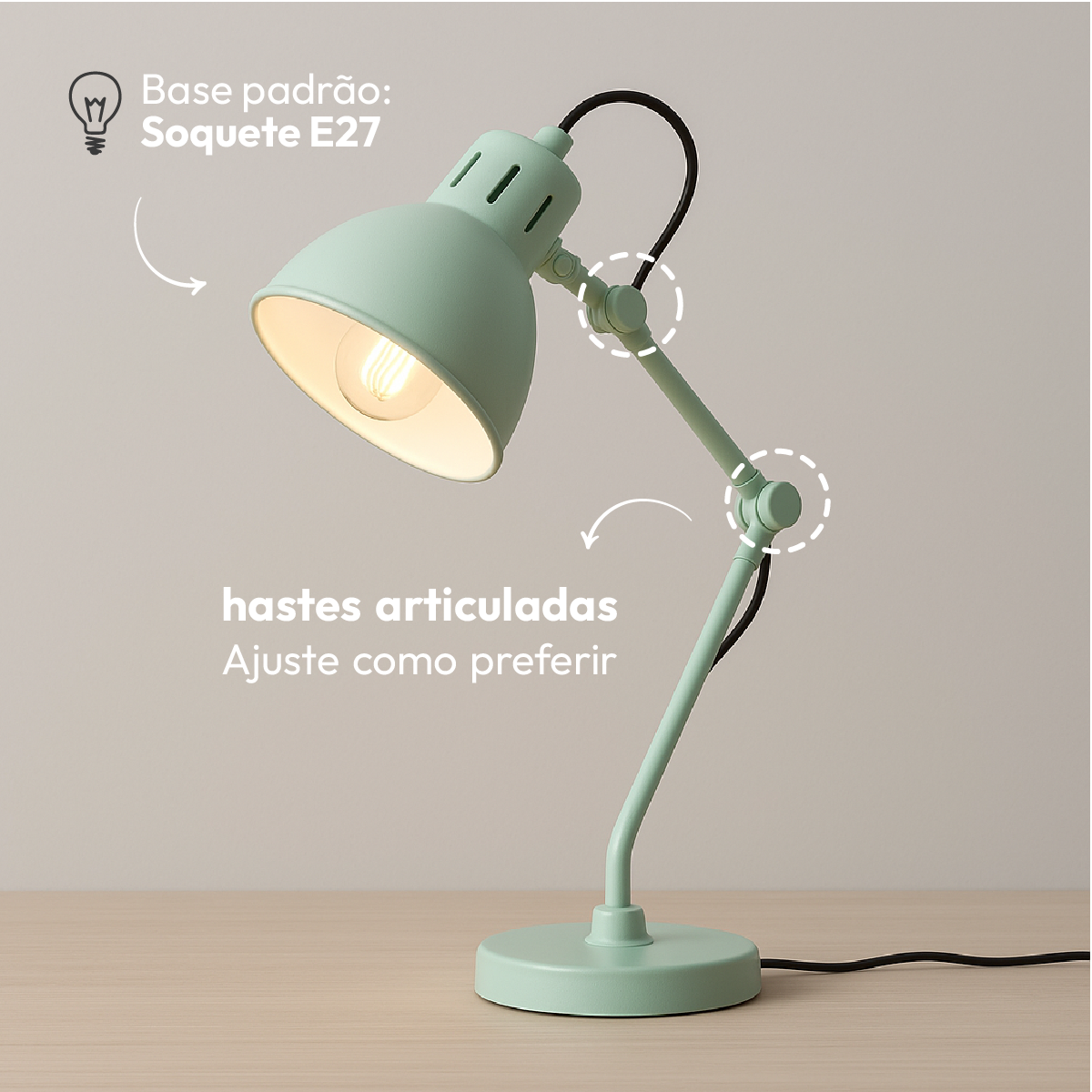 Luminária De Mesa Led Lumix Azul Bivolt 25w E27 Alut