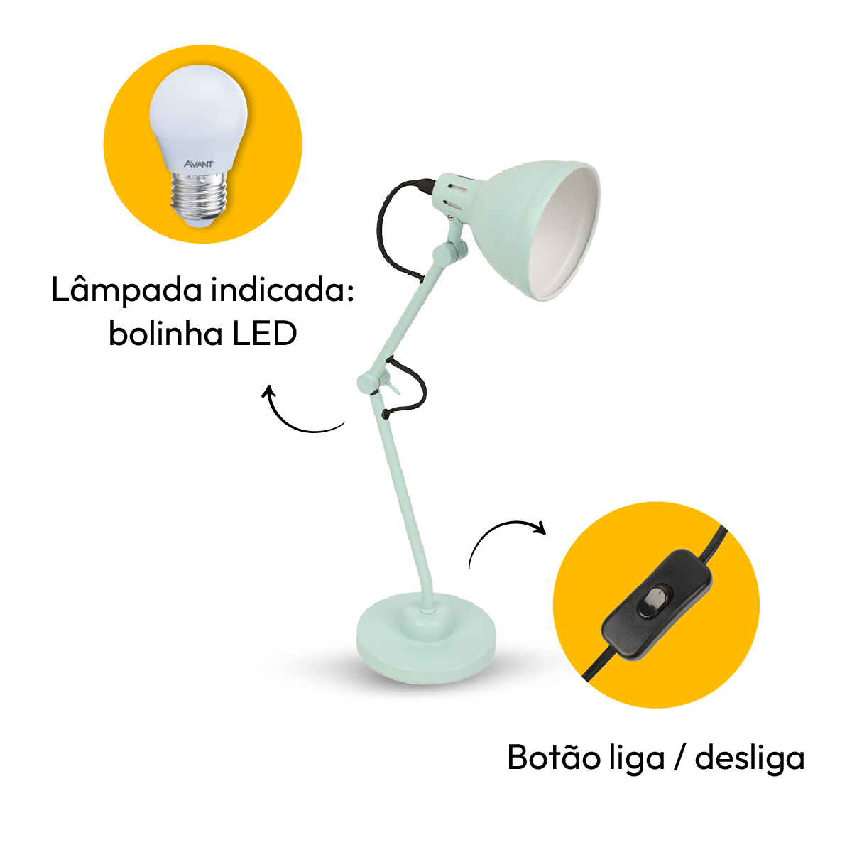 Luminária De Mesa Led Lumix Azul Bivolt 25w E27 Alut