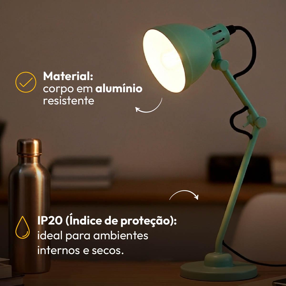 Luminária De Mesa Led Lumix Azul Bivolt 25w E27 Alut