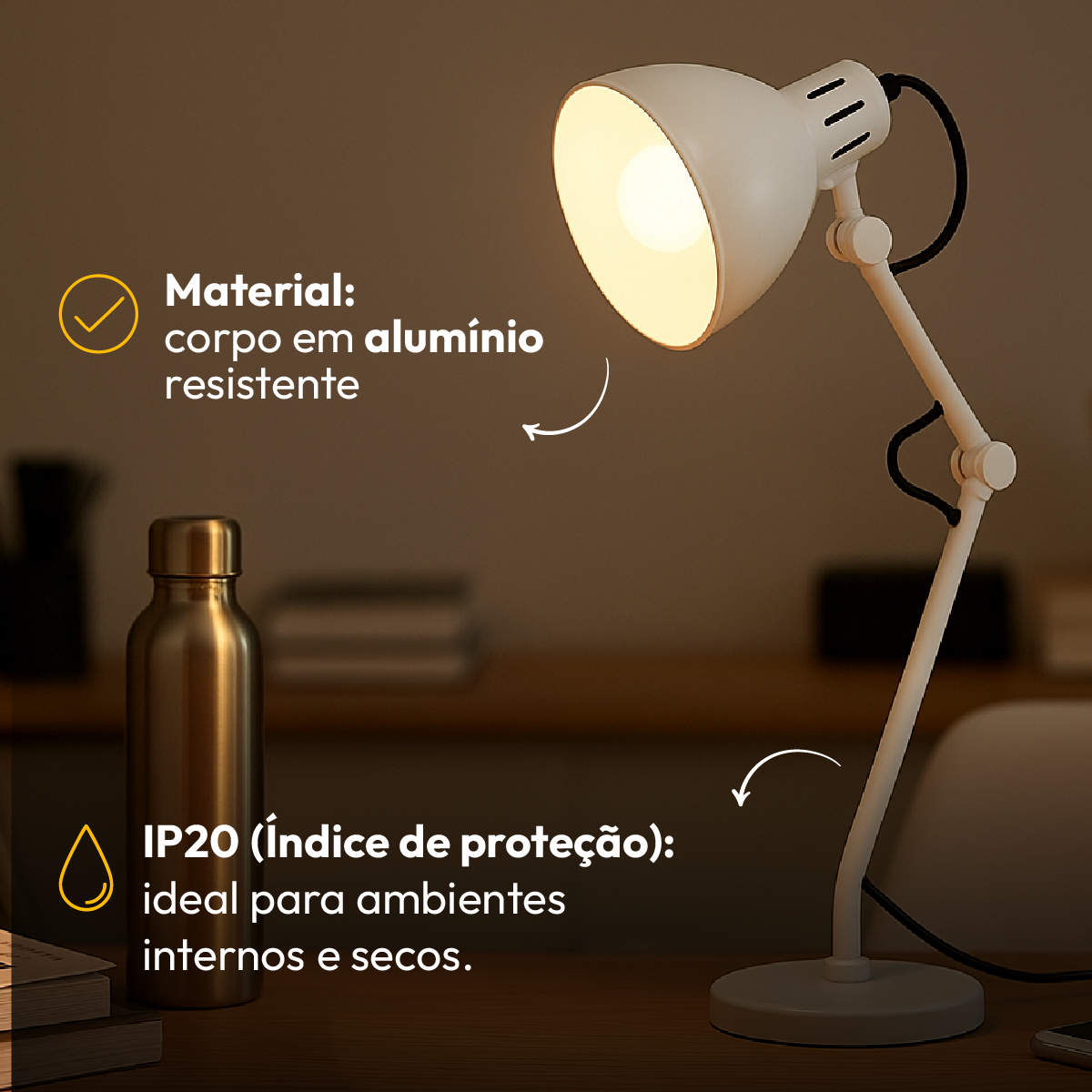 Luminária De Mesa Led Lumix Branco Bivolt 25w E27 Alut