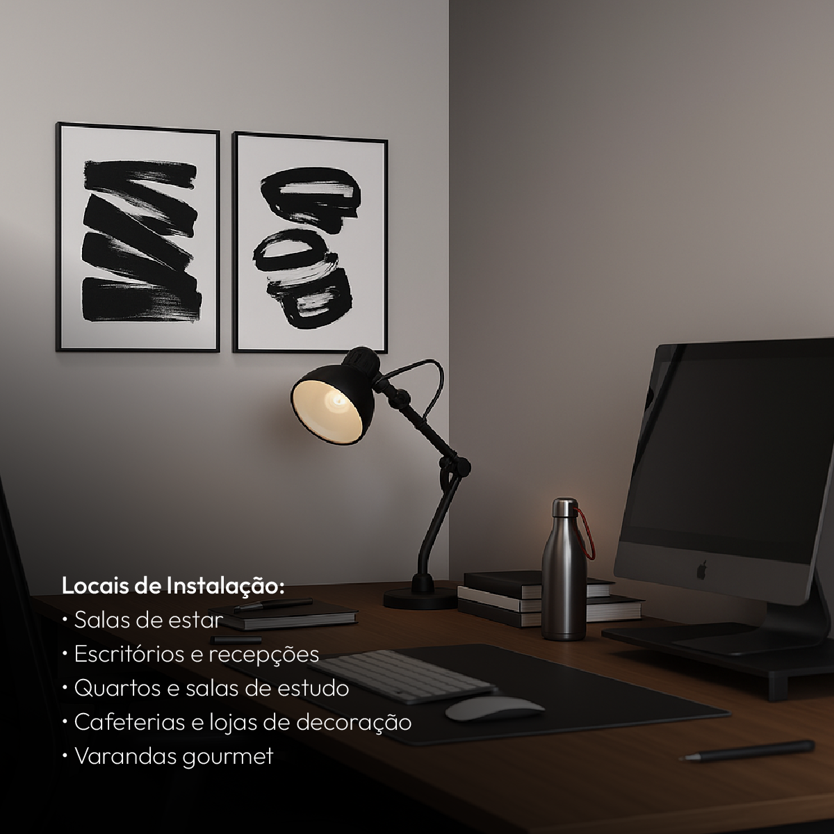 Luminária De Mesa Led Lumix Preto Bivolt 25w E27 Alut