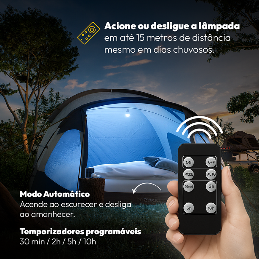 Lâmpada Led Pera Painel Solar 2w 6500k até 8h bateria Alut