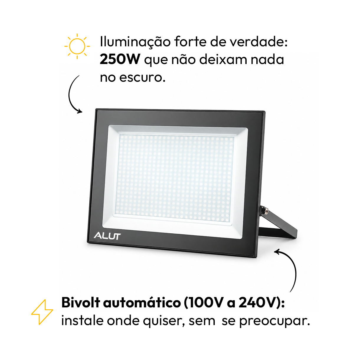 Refletor Led Slim 250w Branco Frio 6500k Branco Frio Bivolt IP65 Alut