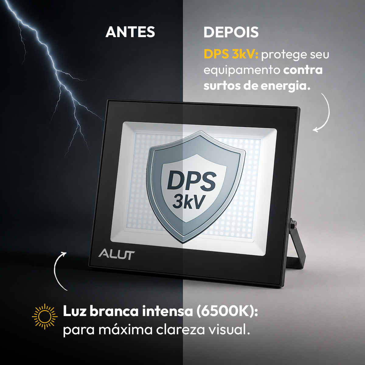 Refletor Led Slim 250w Branco Frio 6500k Branco Frio Bivolt IP65 Alut
