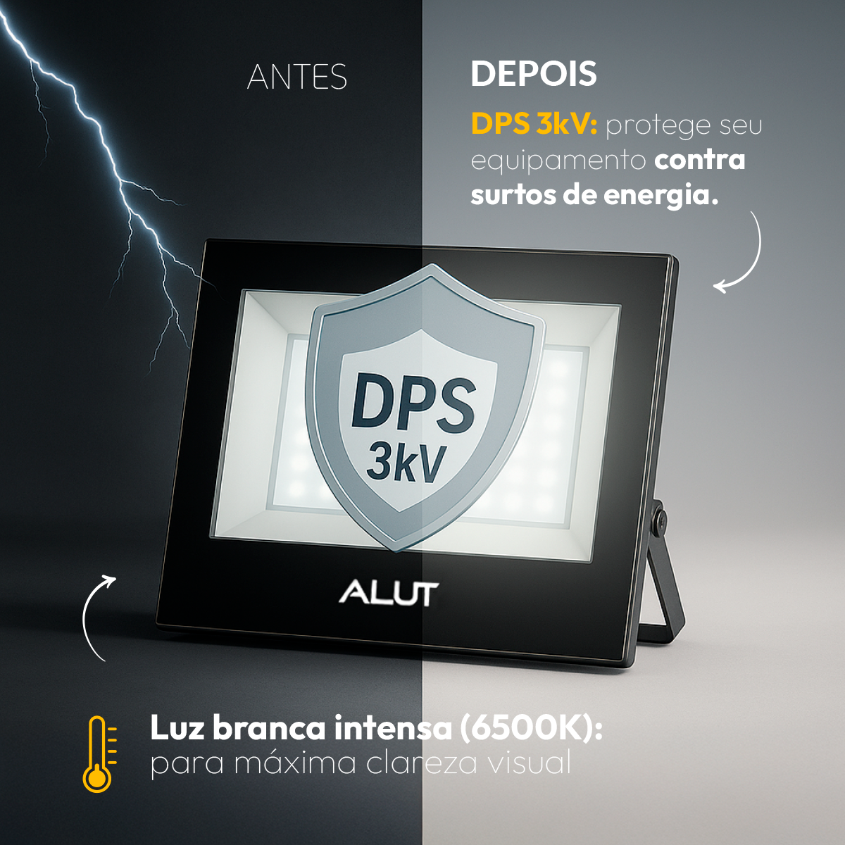 Refletor Led Slim 250w Branco Frio 6500k Bivolt IP65 Alut