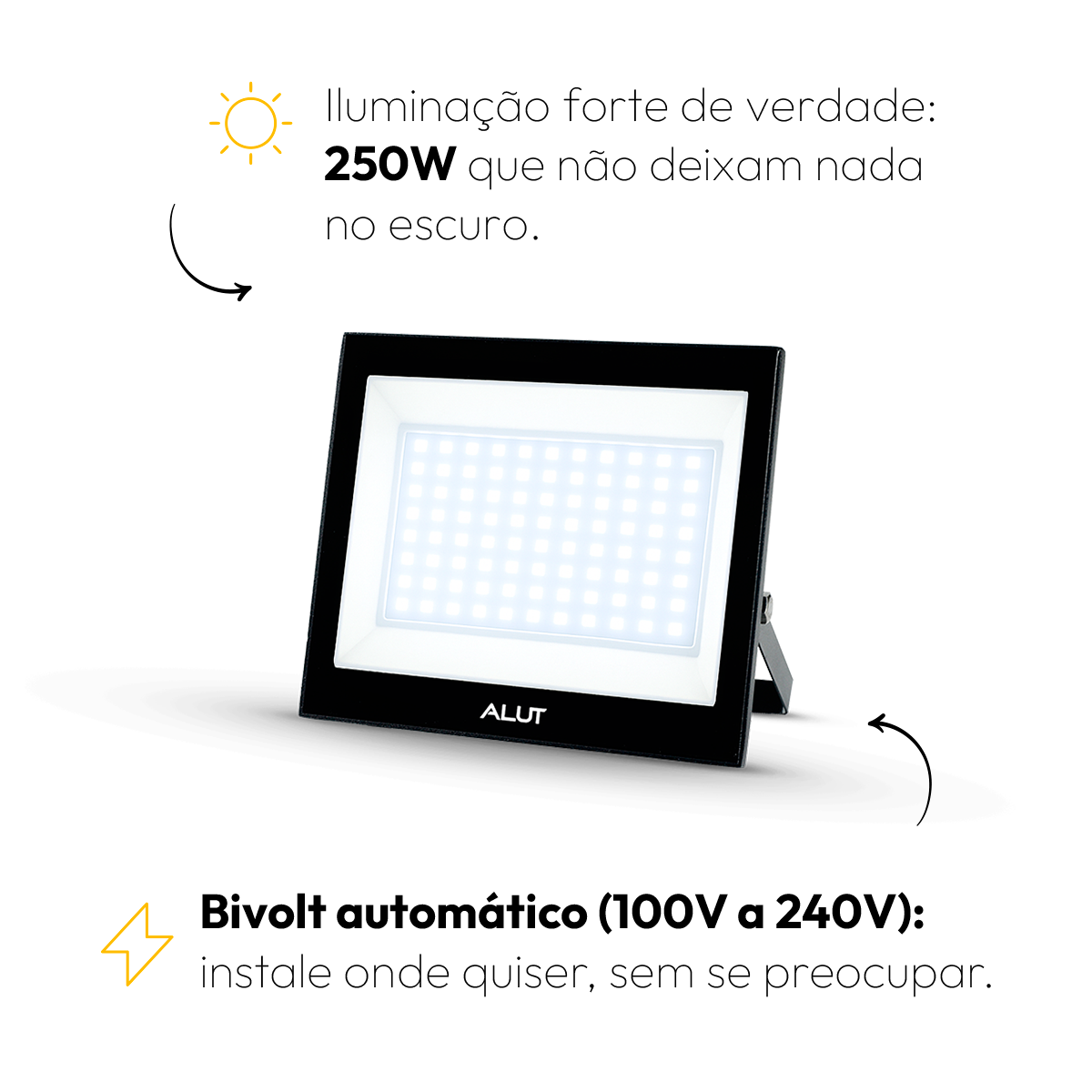 Refletor Led Slim 250w Branco Frio 6500k Bivolt IP65 Alut