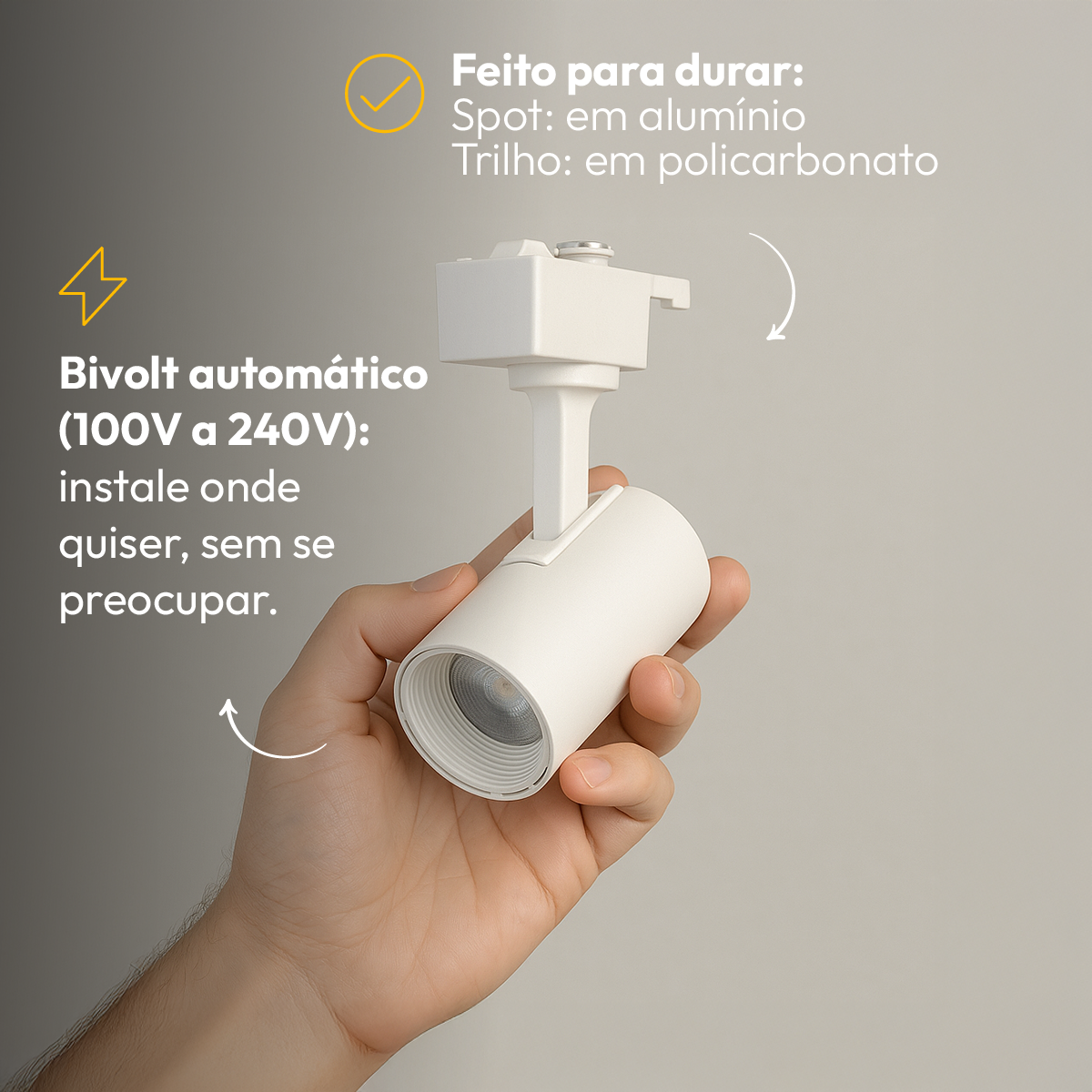 kit Trilho Eletrificado Click 1m + 3 Spots 5w 3000k Alut