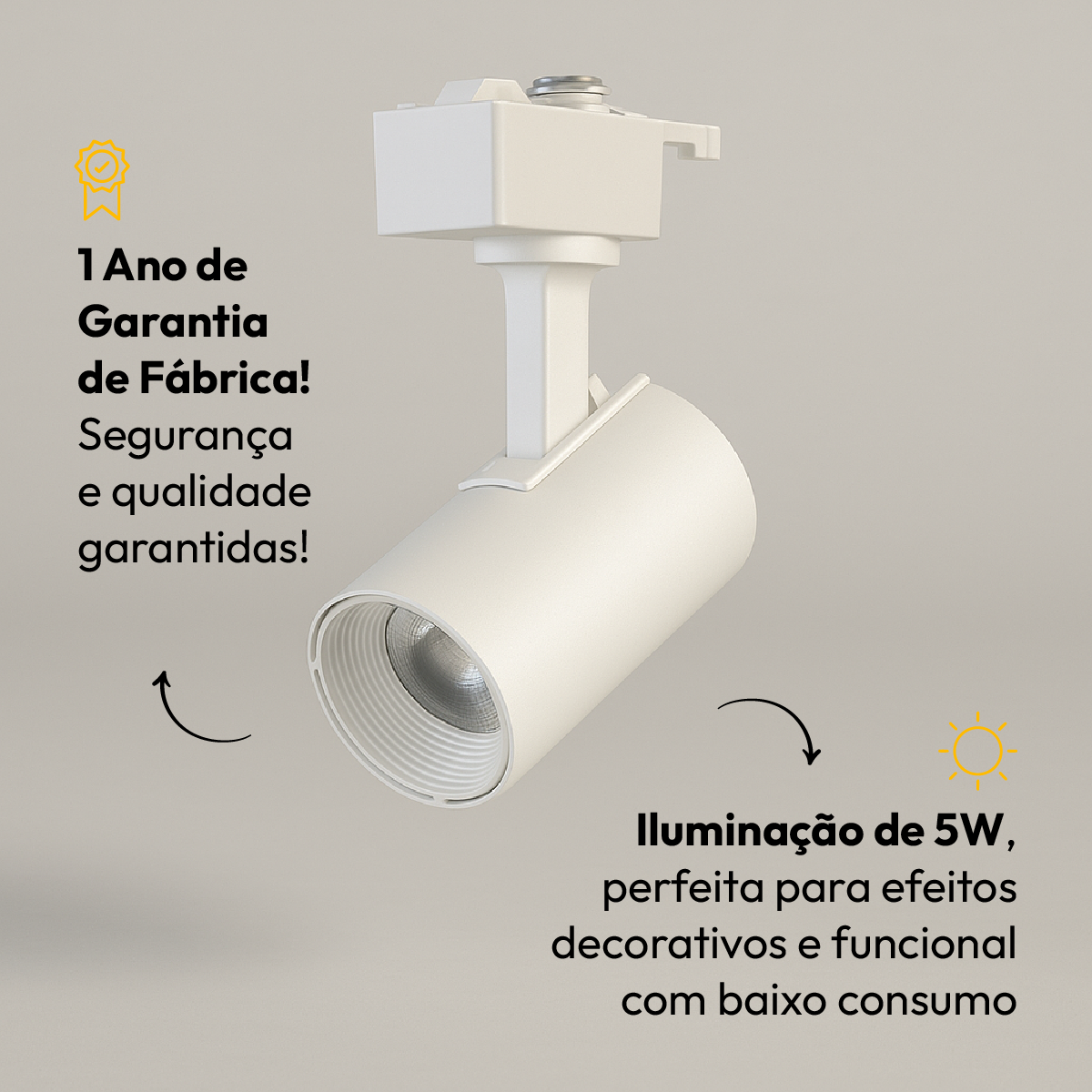 kit Trilho Eletrificado Click 1m + 3 Spots 5w 3000k Alut