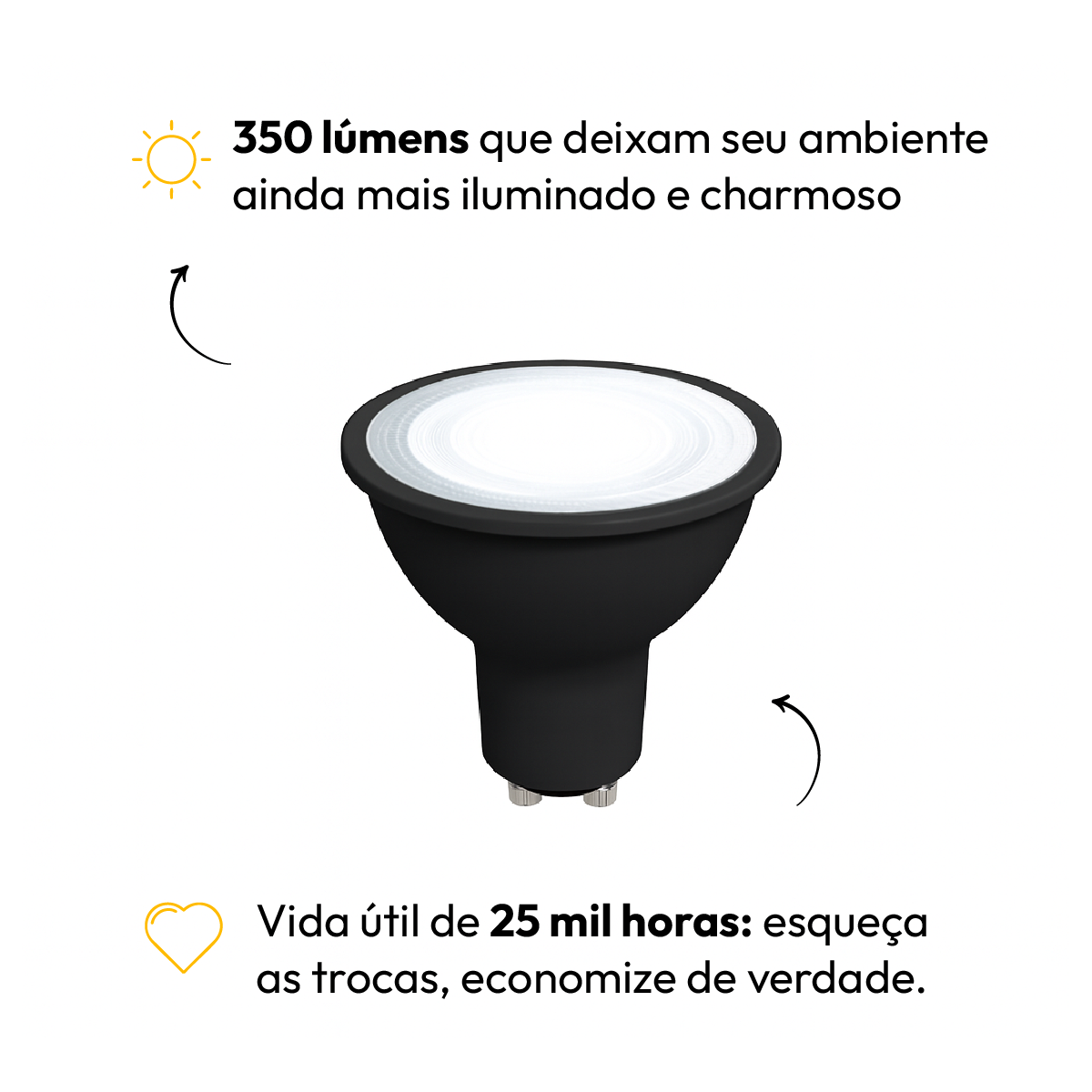 Kit 10 Lampada Led Dicróica MR16 4,8w 6500k Branco Frio GU10 110v/220v Preto Alut By Avant