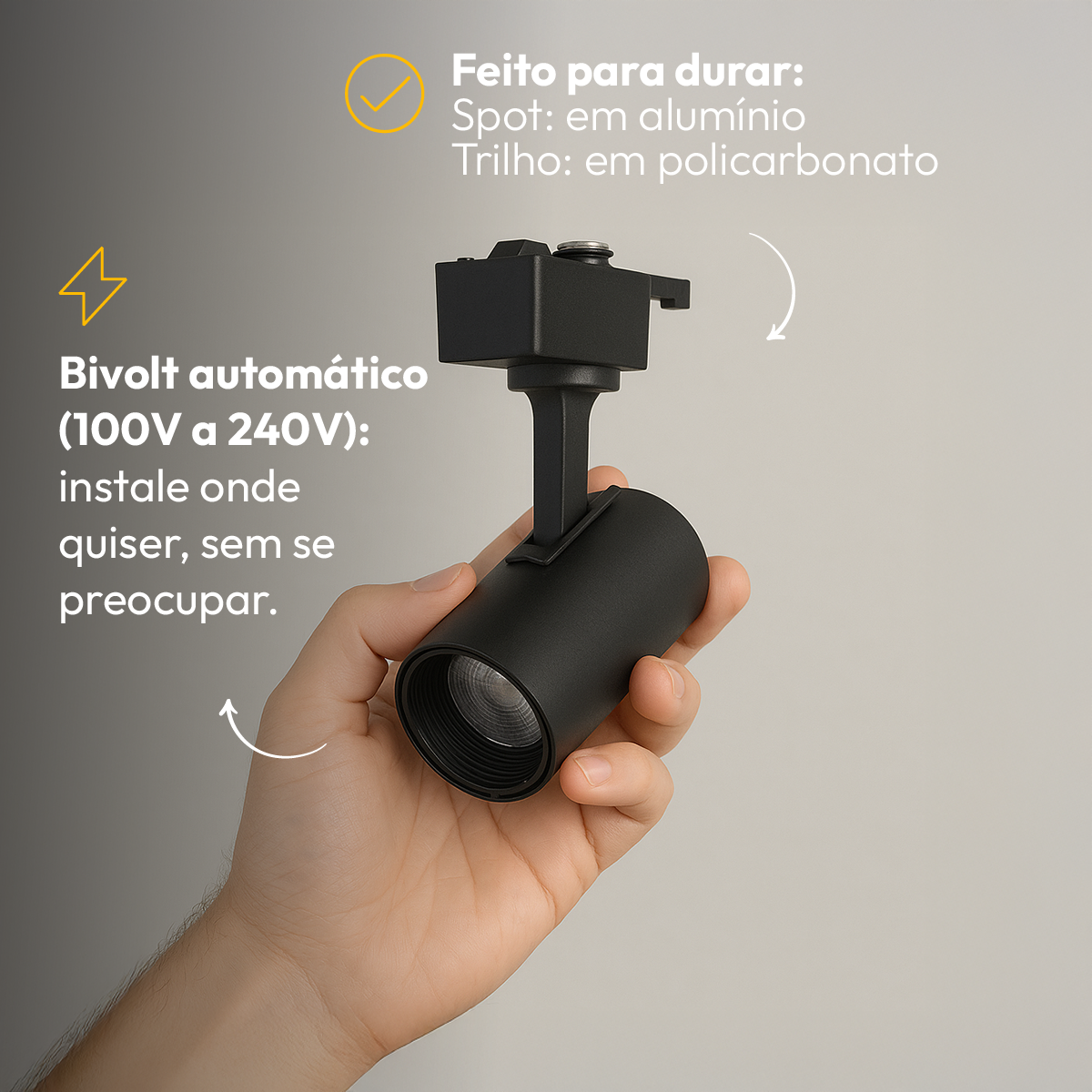 kit Trilho Eletrificado Click 1m + 3 Spots 5w 6500k Branco Frio Alut