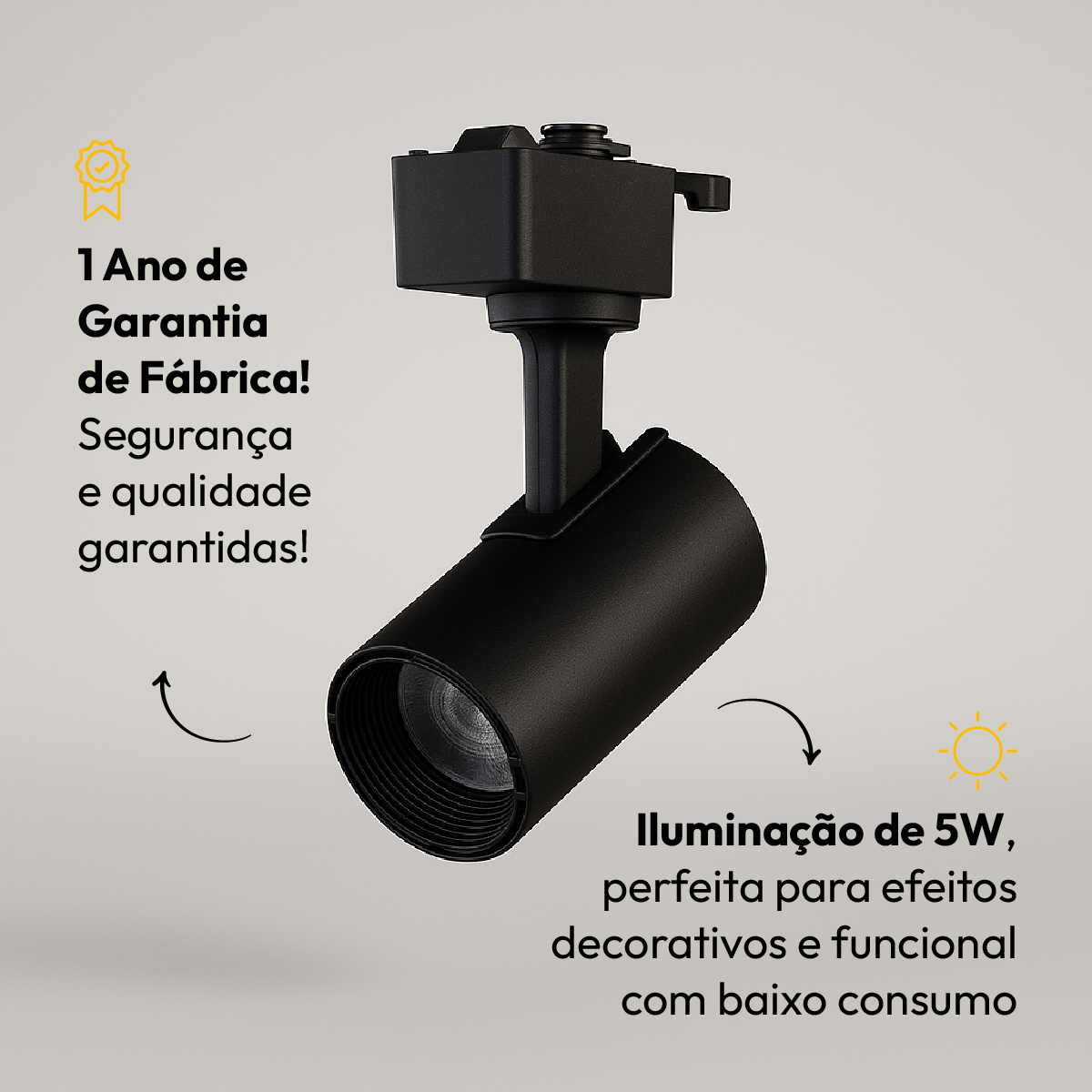 kit Trilho Eletrificado Click 1m + 3 Spots 5w 6500k Branco Frio Alut