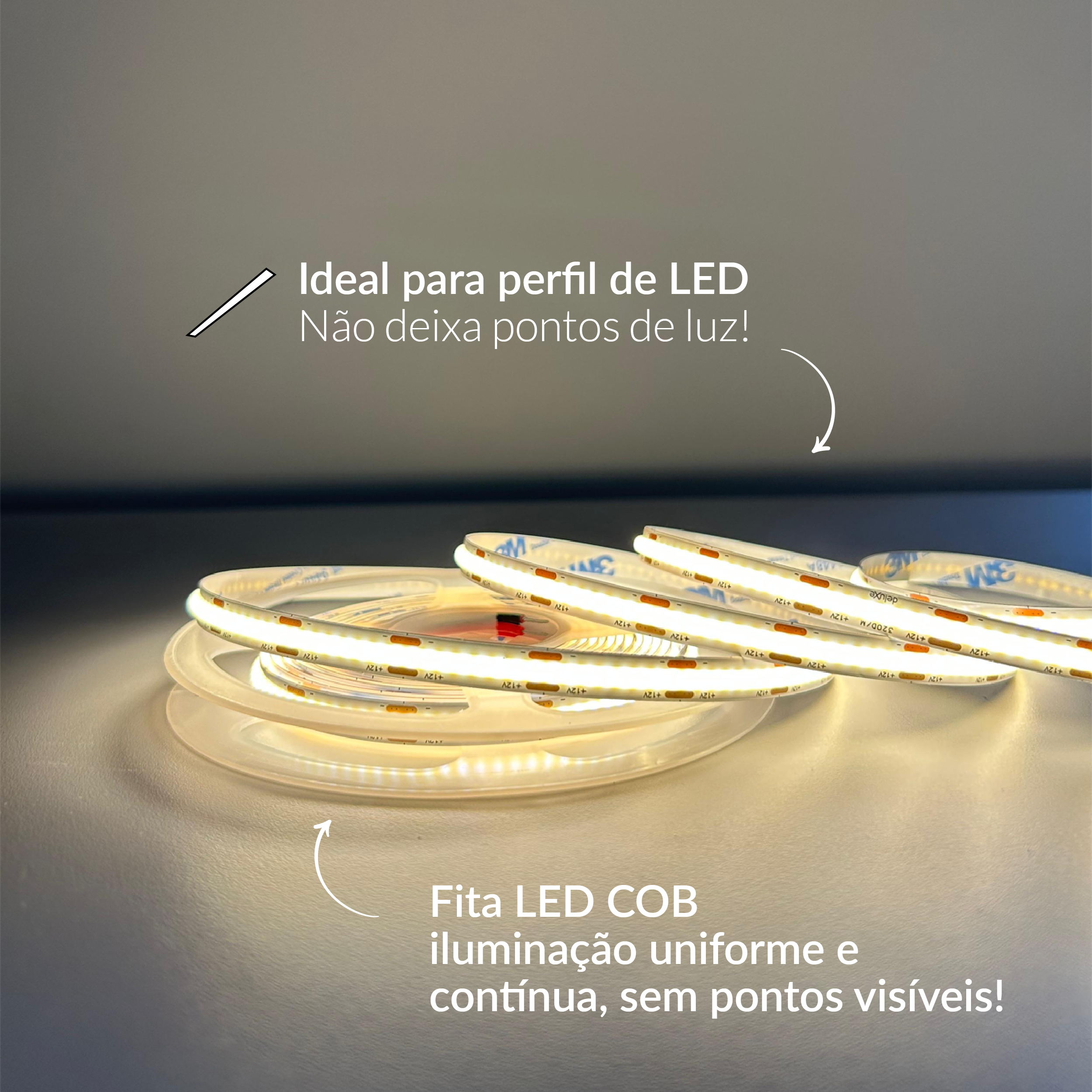 Fita Led 5m Cob 8w 4000k Branco Neutro 12v Alut