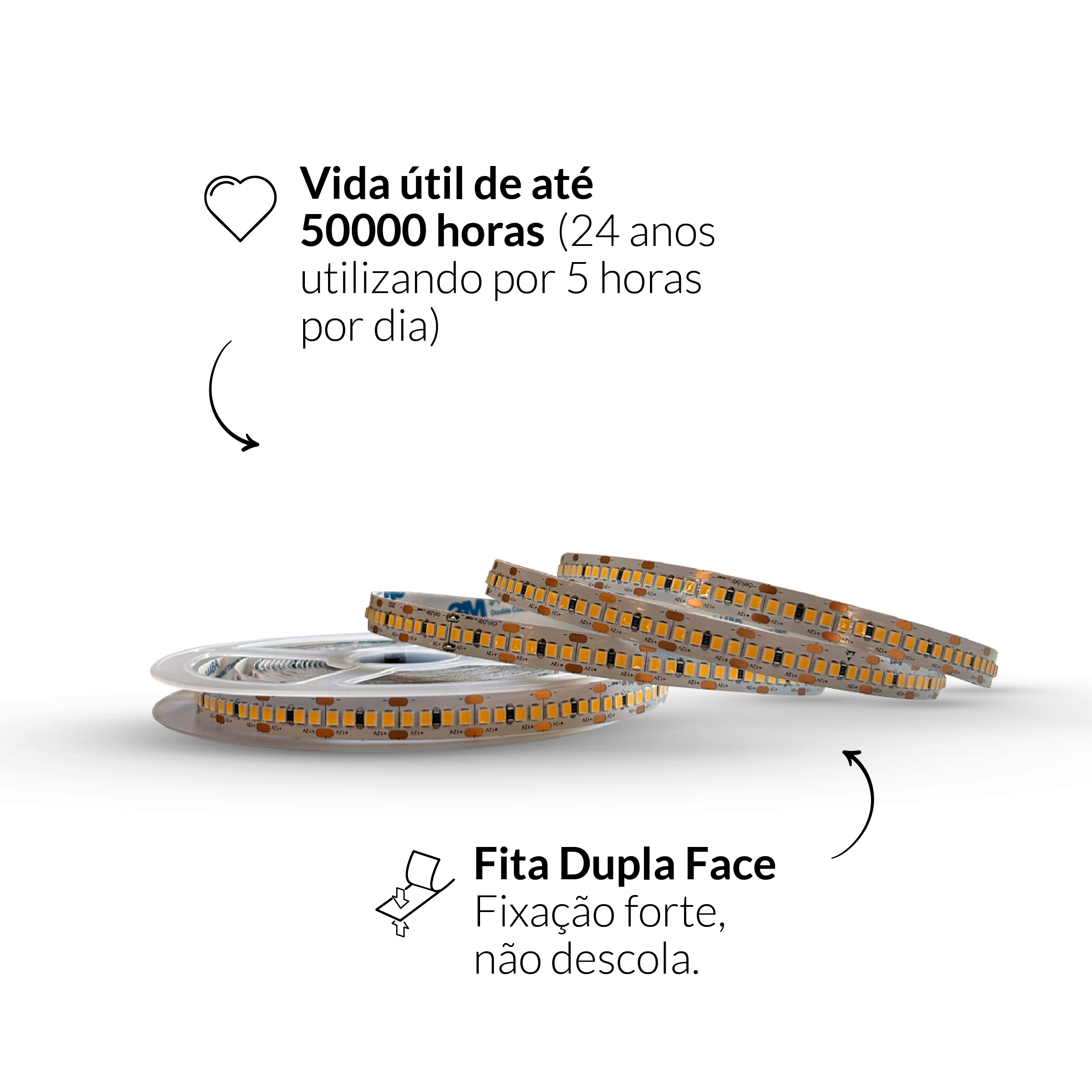 5m Fita Led Celeste 10w 3000k Branco Quente 12v Alut