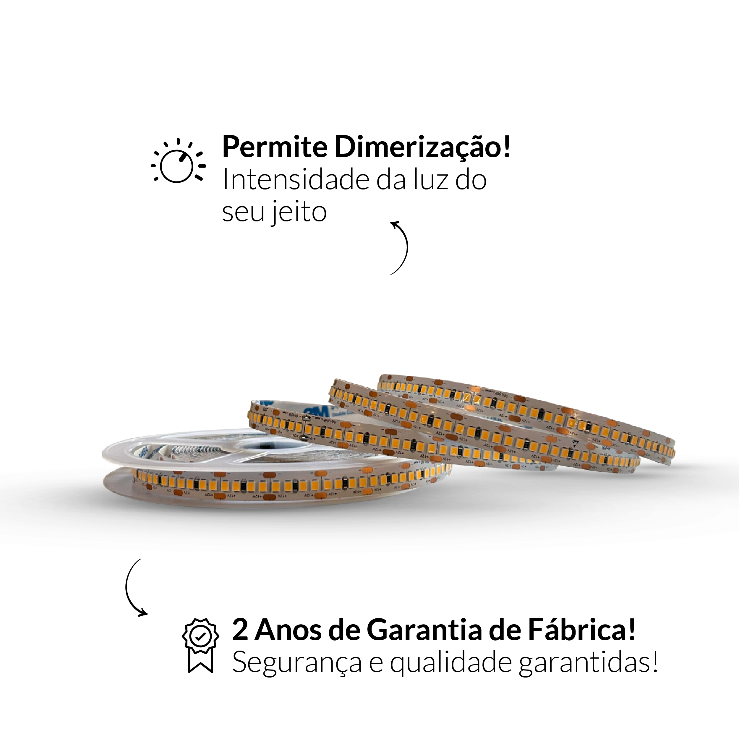 5m Fita Led Celeste 10w 3000k Branco Quente 12v Alut