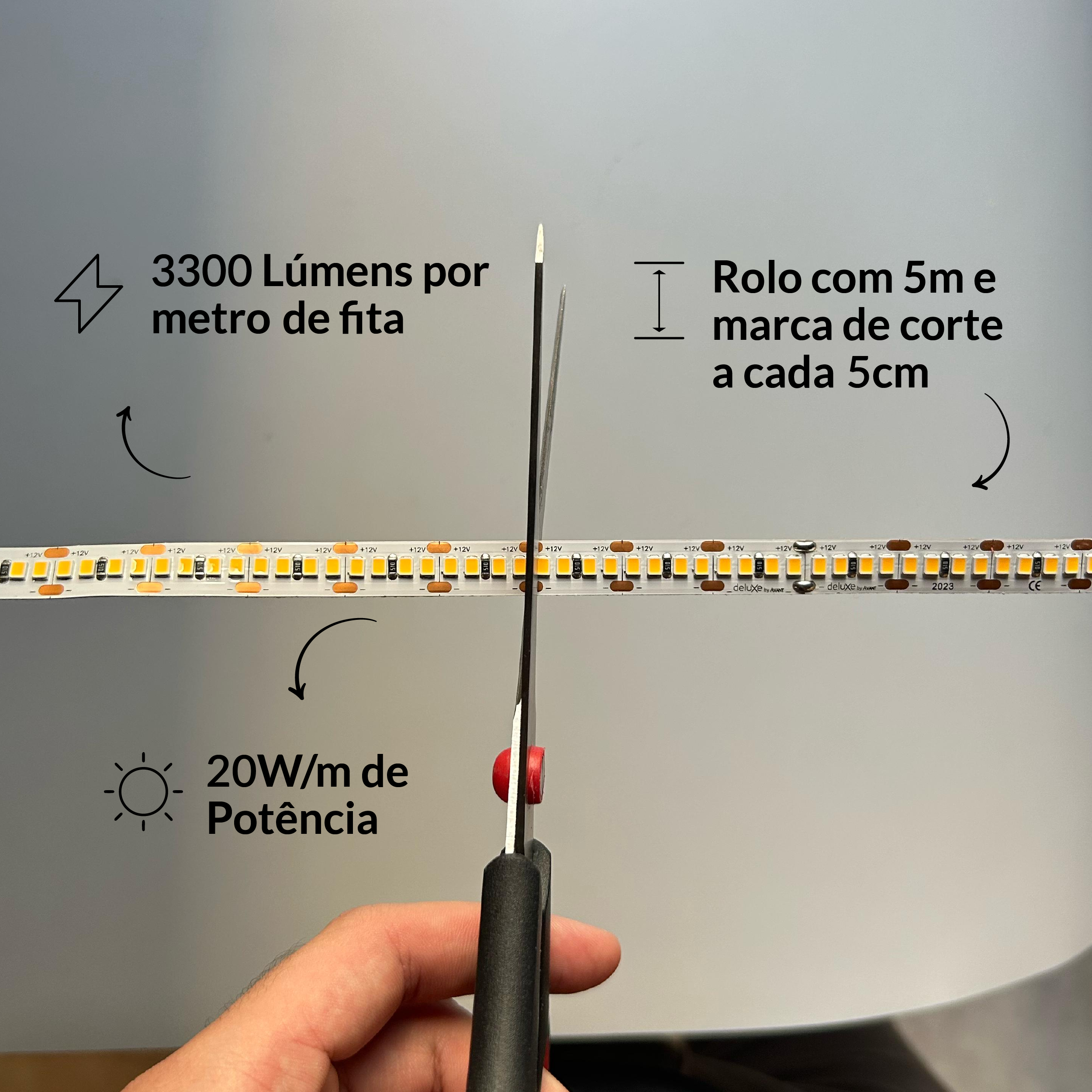 Fita Led Celeste 5m 20w 4000k Branco Neutro 12v Alut