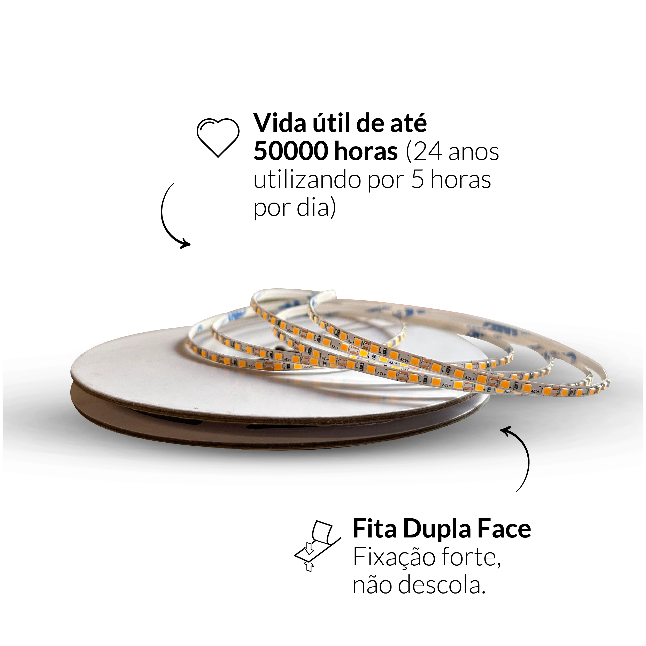 Fita Led Celeste 5m Slim 8w 2700k Branco Quente 12v Alut