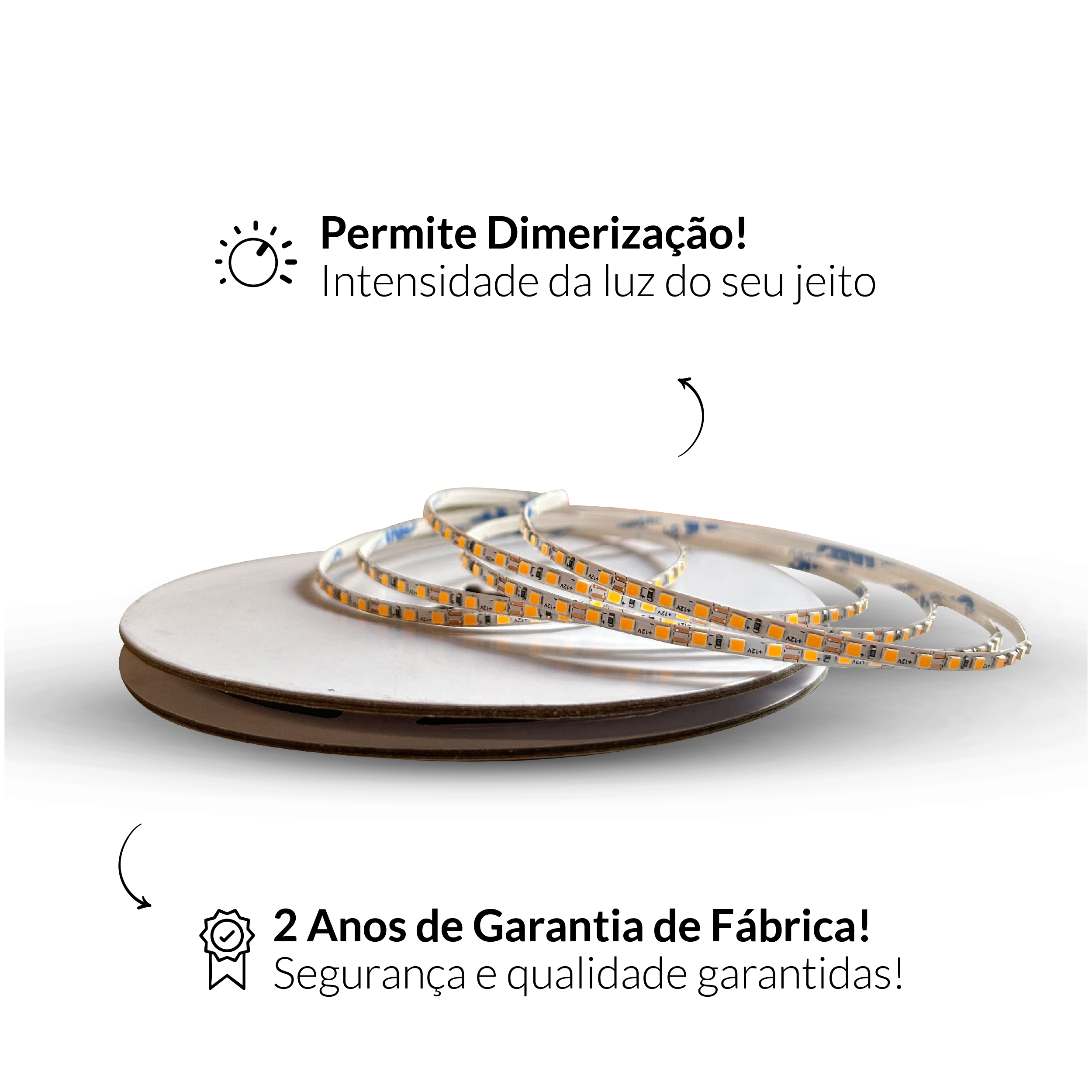 Fita Led Celeste 5m Slim 8w 3000k Branco Quente 12v Alut