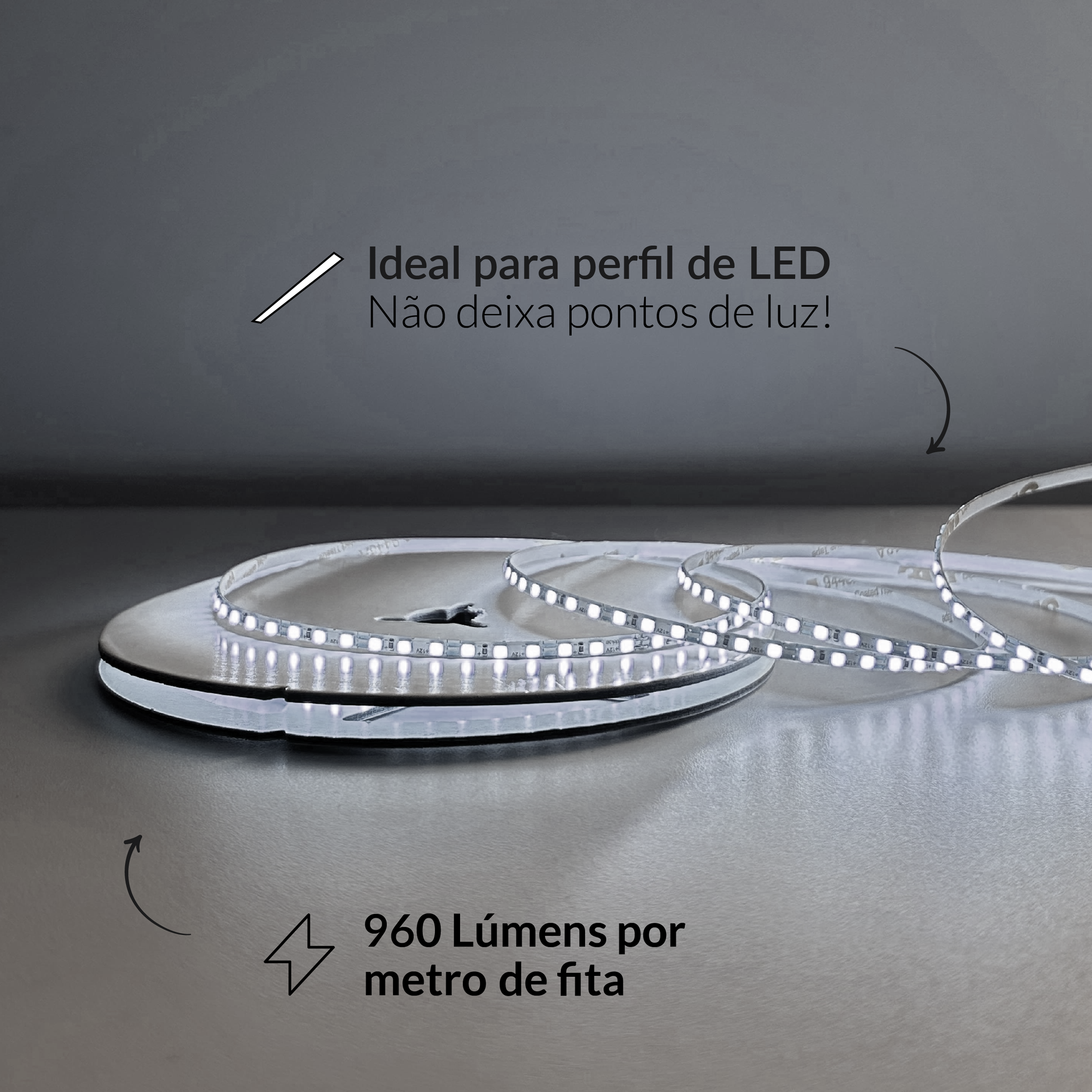 Fita Led Celeste 5m Slim 8w 6500k Branco Frio 12v Alut