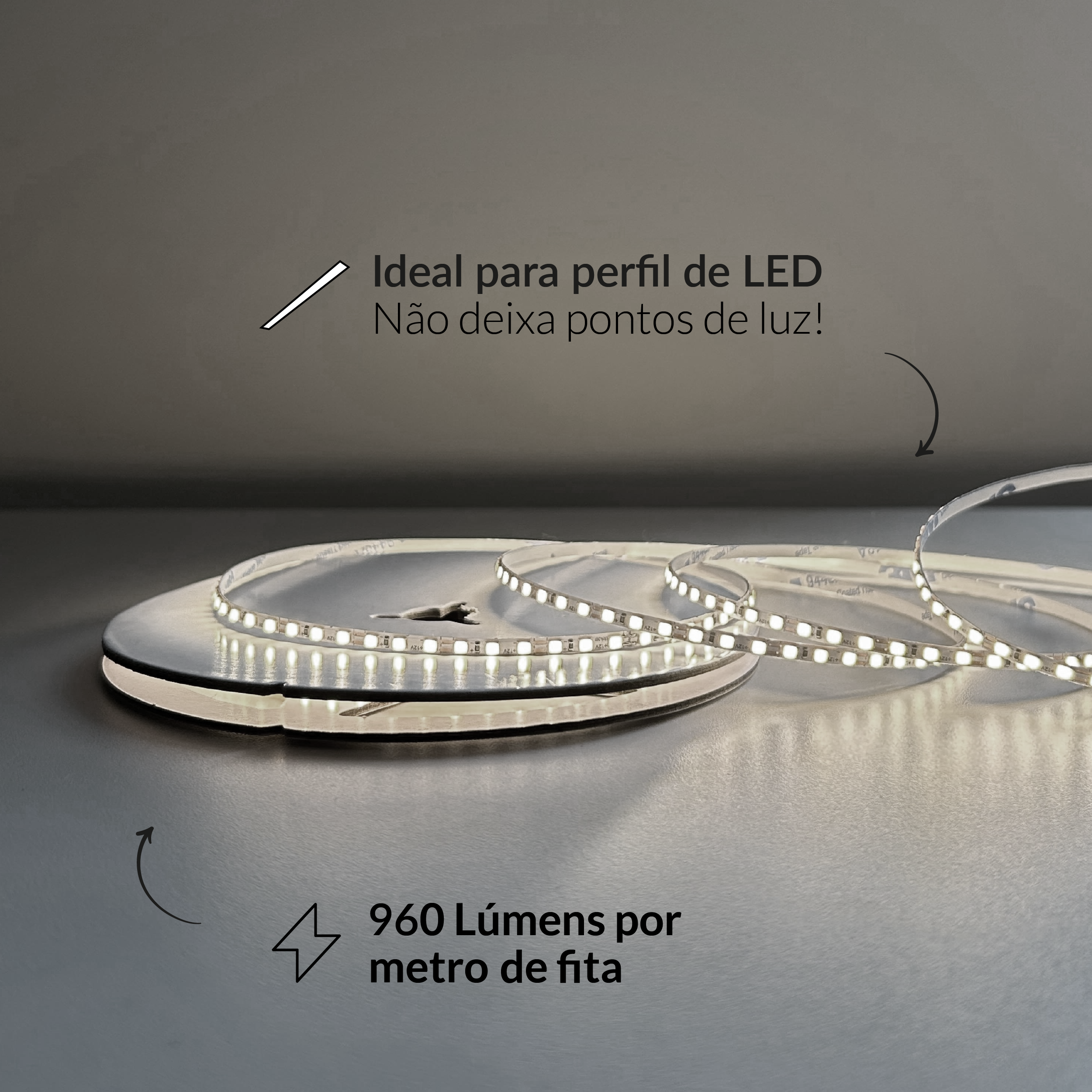 Fita Led Celeste 5m Slim 8w 4000k Branco Neutro 12v Alut