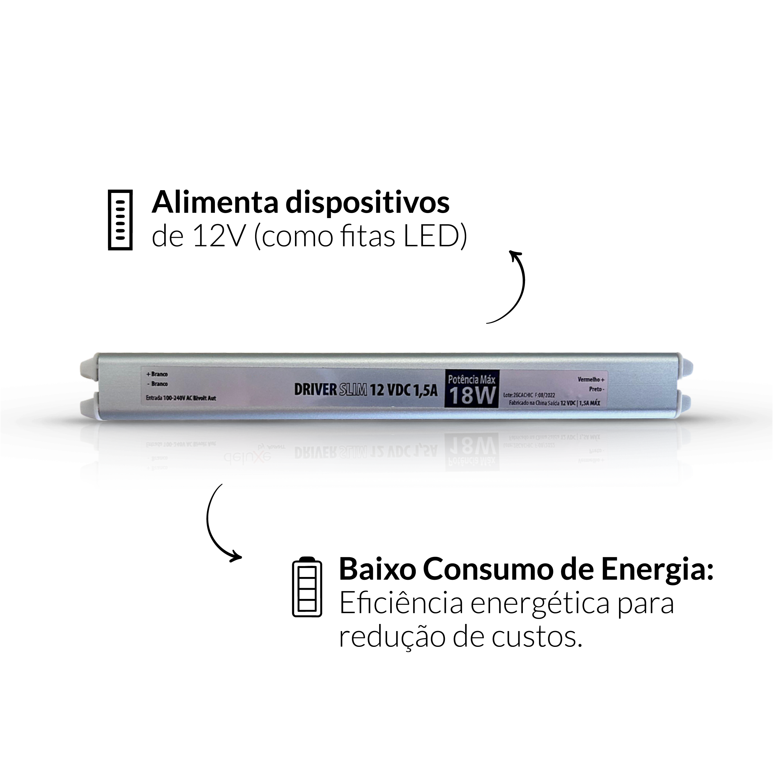 Fonte driver Slim 18w 1.5a Bivolt Alut