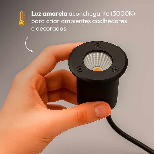 Kit 10 Luminaria de Chão Led Solo Embutir 10w 3000k Branco Quente IP65 Bivolt Preto Alut