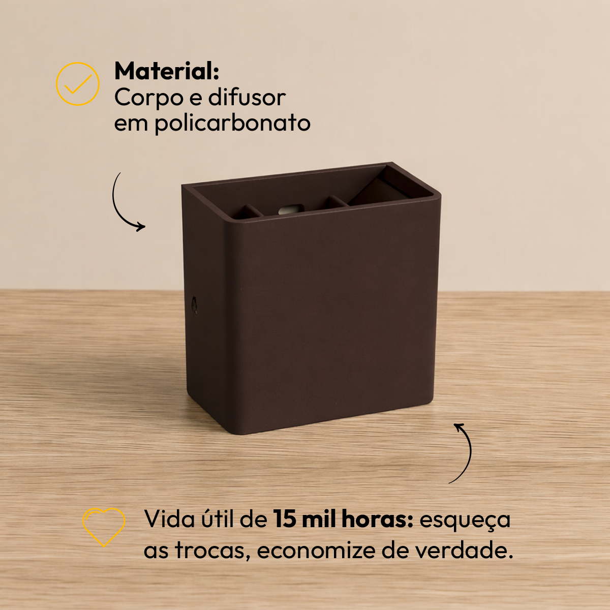 Arandela Duplo Facho Led Aura 4w 3000k Branco Quente Ip65 Café Alut