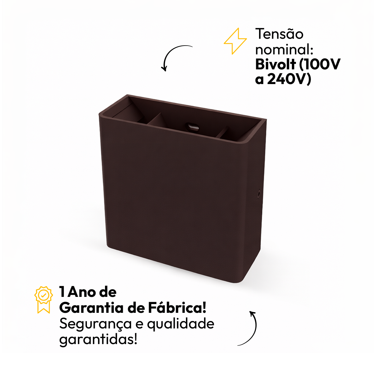 Arandela Duplo Facho Led Aura 4w 3000k Branco Quente Ip65 Café Alut