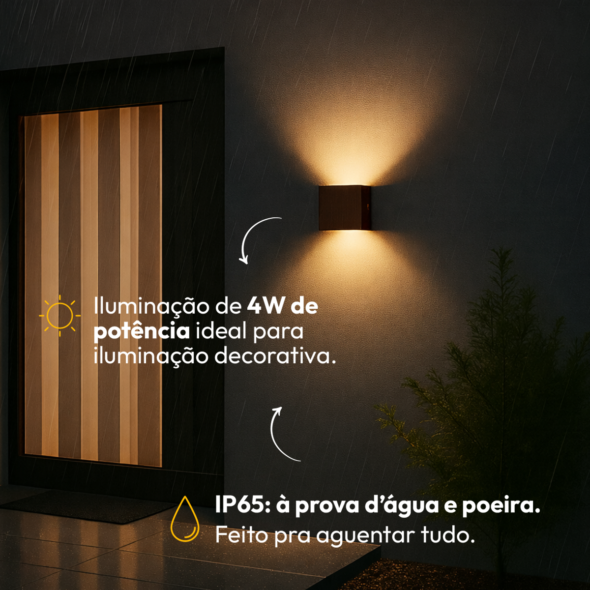 Arandela Duplo Facho Led Aura 4w 3000k Branco Quente Ip65 Café Alut