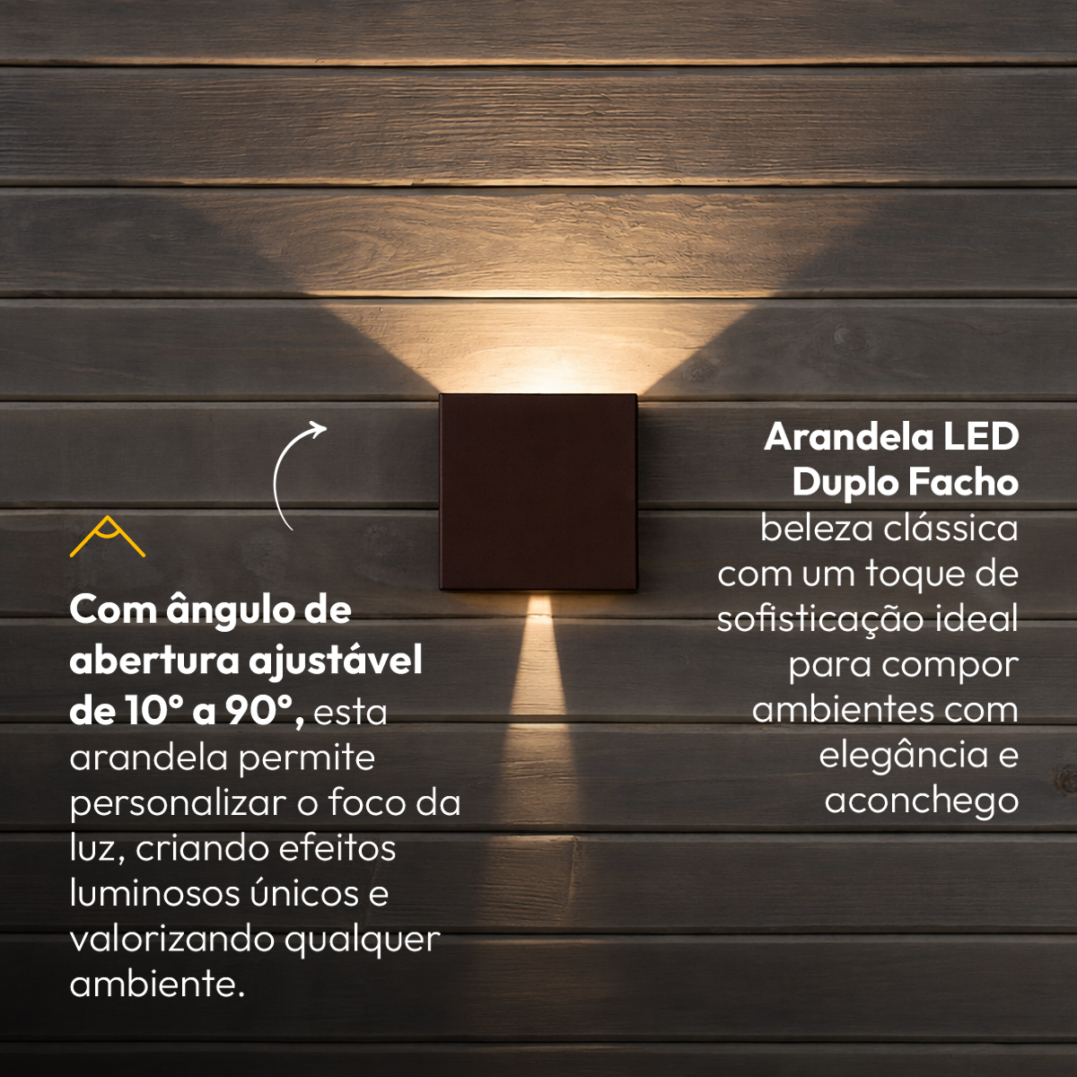 Arandela Duplo Facho Led Aura 4w 3000k Branco Quente Ip65 Café Alut