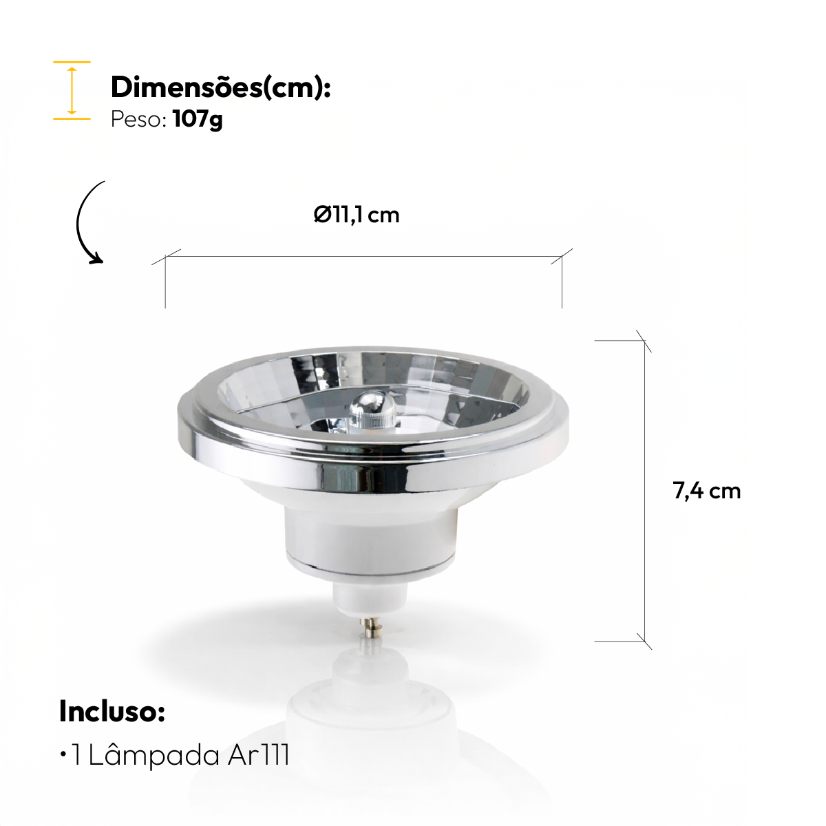 Lâmpada Led Ar111 12w 4000k Branco Neutro Bivolt Gu10 Branco Alut