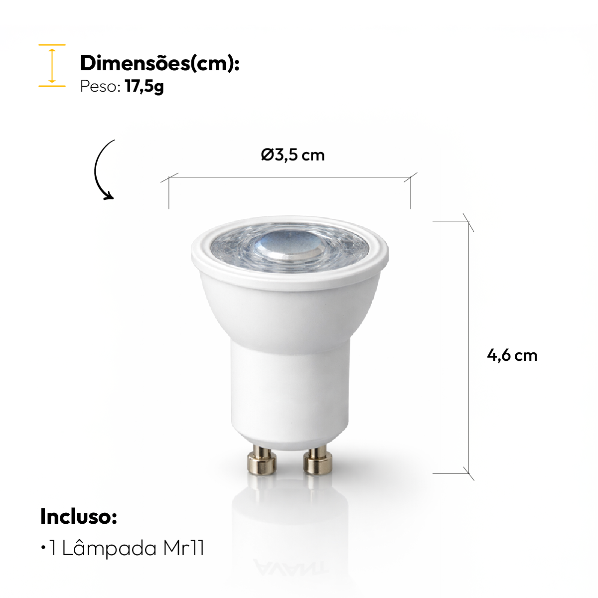 Lâmpada Led Dicróica MR11 4w 3000k Branco Quente GU10 Bivolt Branco Alut