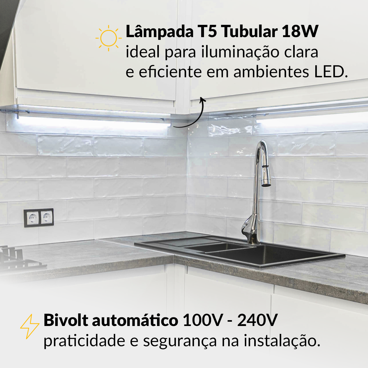 Lâmpada Led Tubular T5 6500k Bivolt 18w Alut