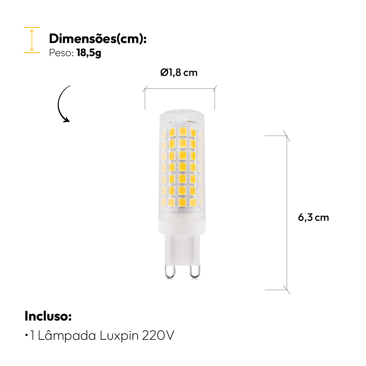 Kit 10 Lâmpada Led Luxpin Points 8w 6500k Branco Frio G9 220v Branco Alut