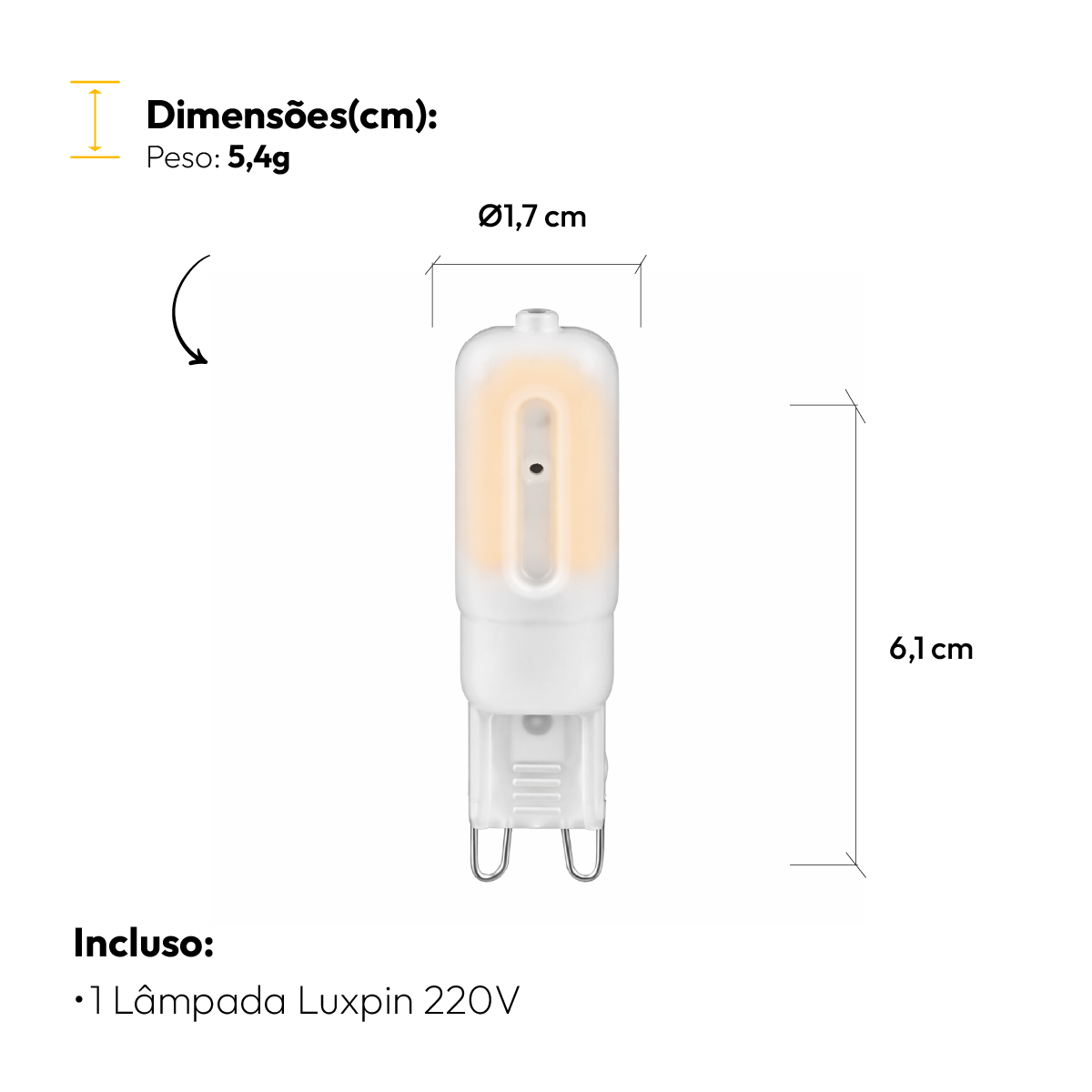 Kit 3 Lampada Led Luxpin Lac 4w 2700k Branco Quente G9 220v Branco  Alut By Avant